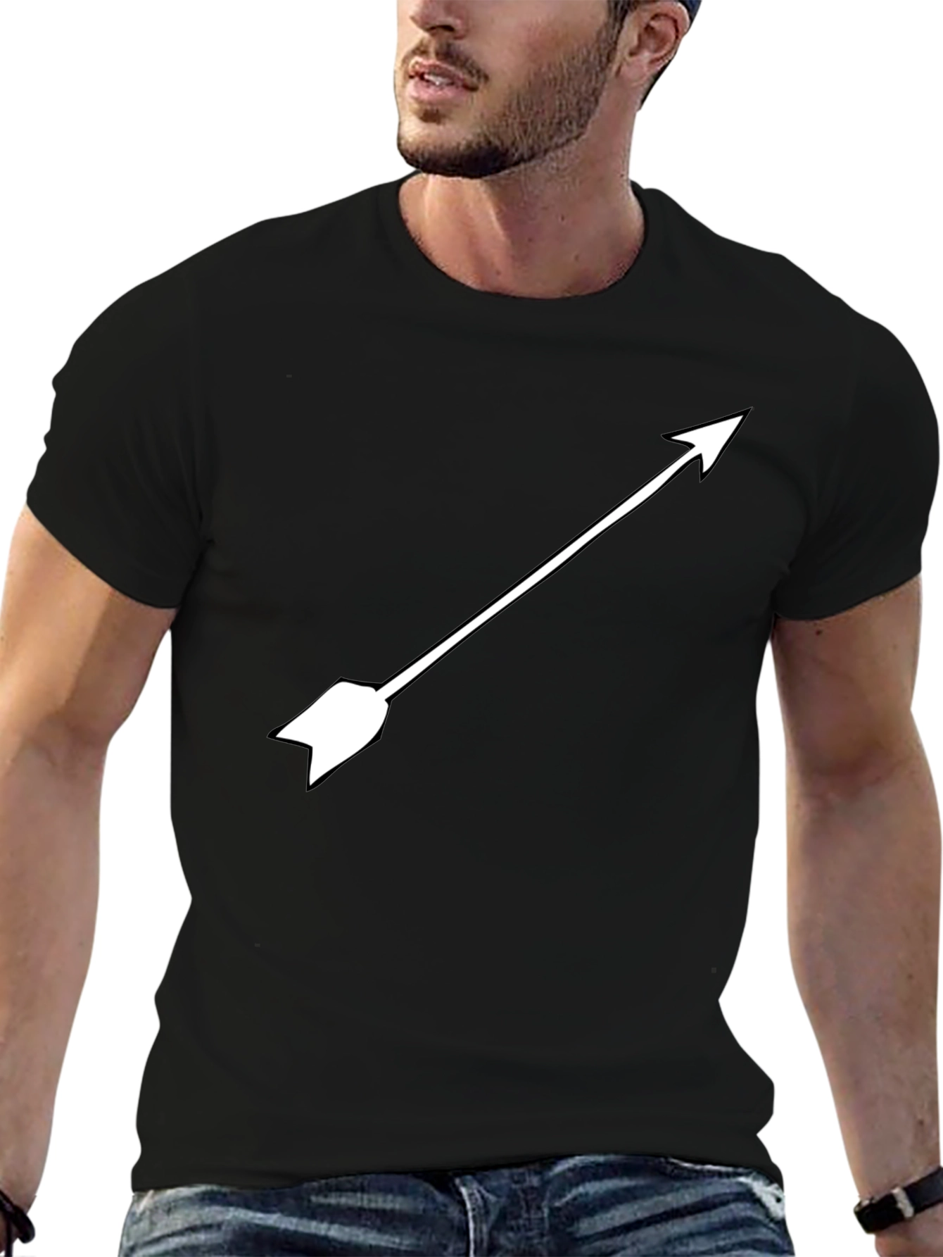 Arrow Graphic Tee - Classic Black Cotton T-Shirt