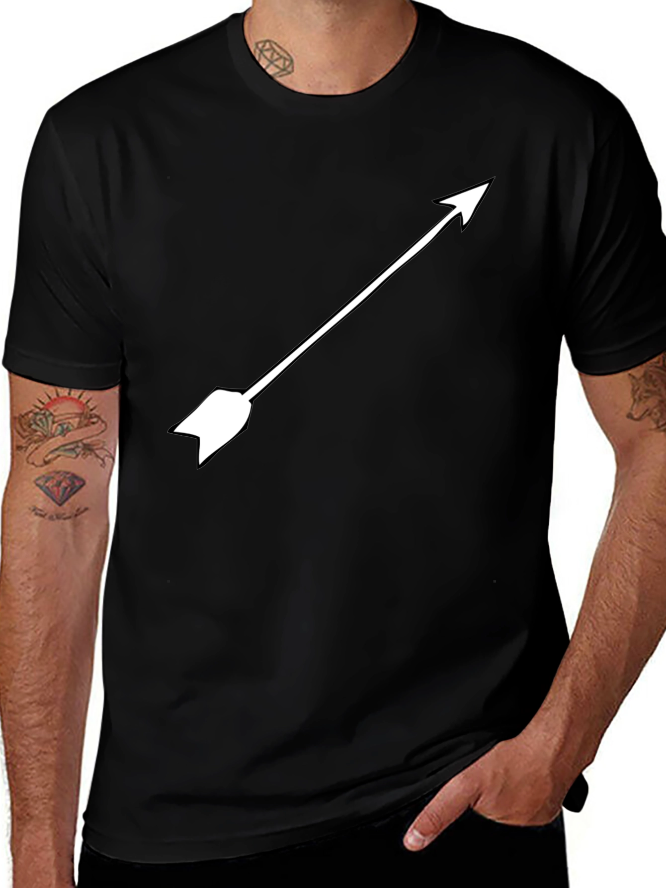 Arrow Graphic Tee - Classic Black Cotton T-Shirt