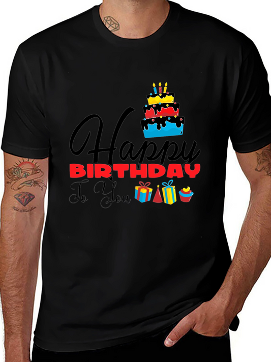 Happy Birthday Graphic Tee | Black Cotton T-Shirt