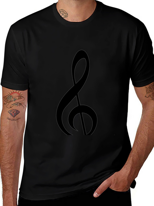 Musical Treble Clef Graphic Tee - Classic Black