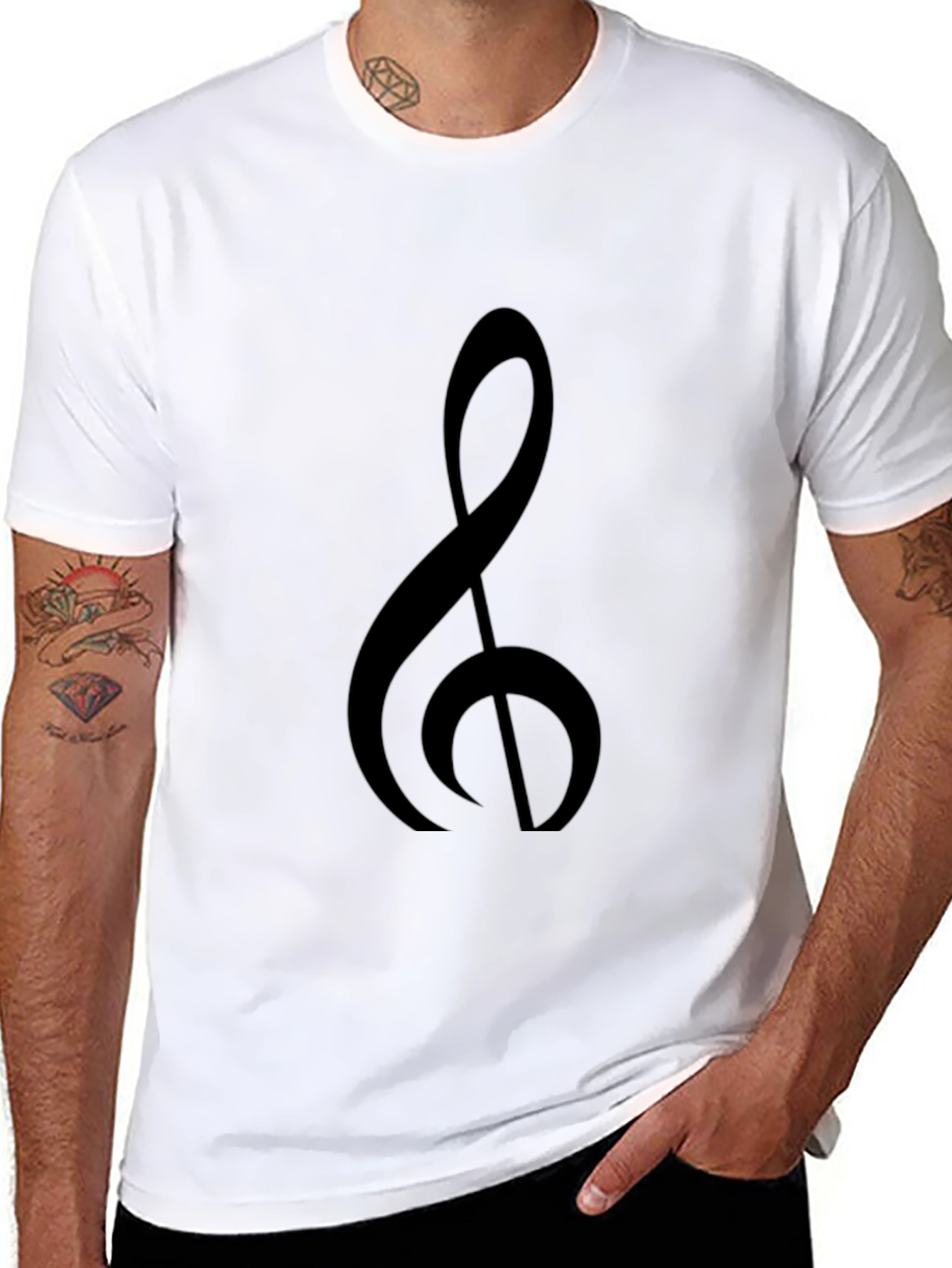 Musical Treble Clef Graphic Tee - Classic Black
