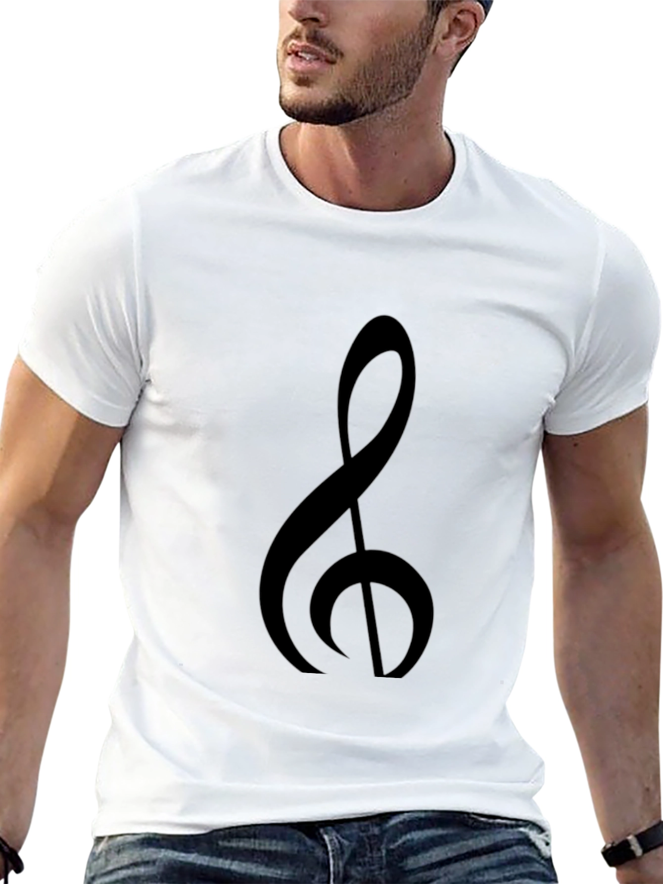 Musical Treble Clef Graphic Tee - Classic Black