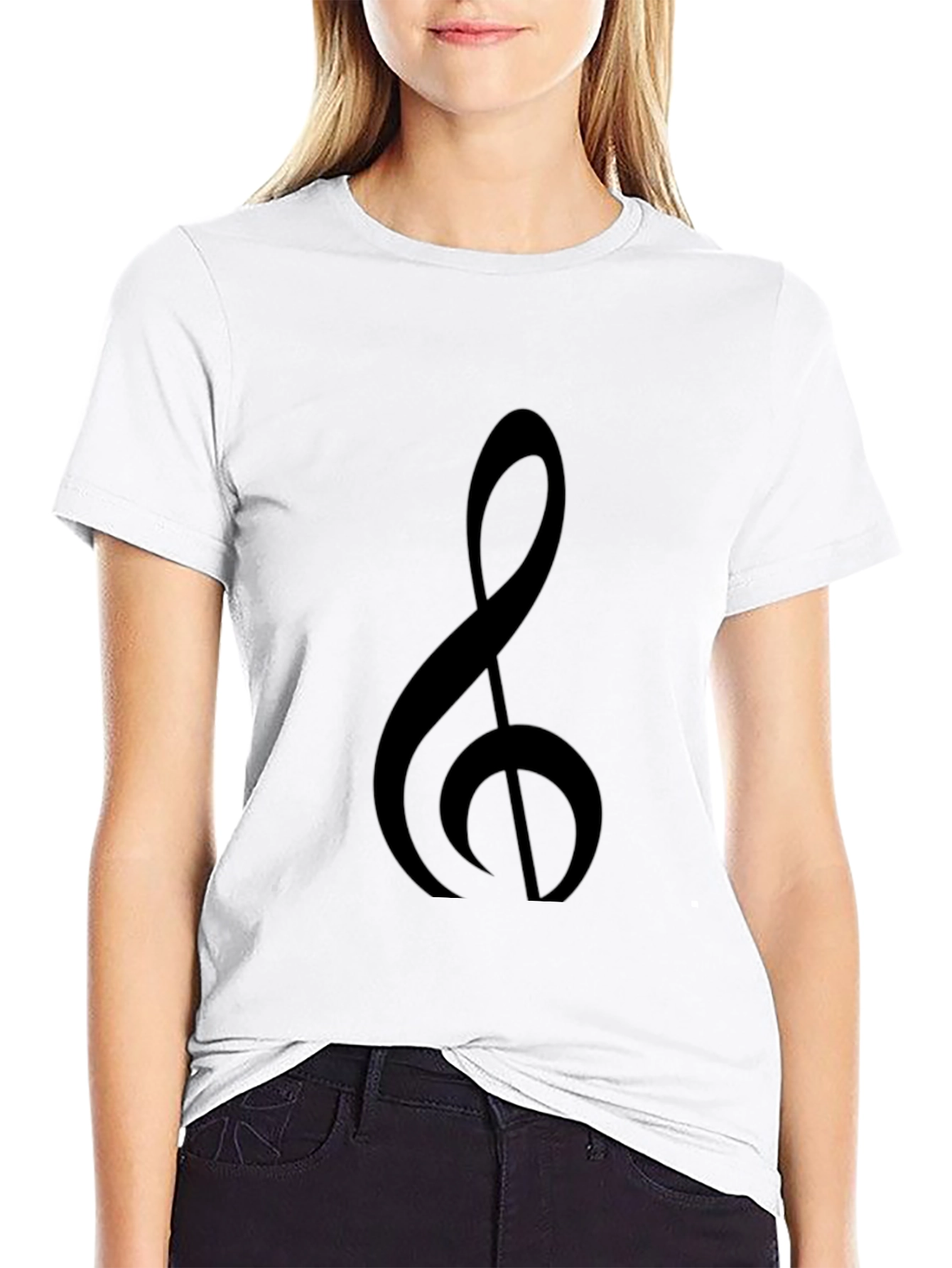 Musical Treble Clef Graphic Tee - Classic Black