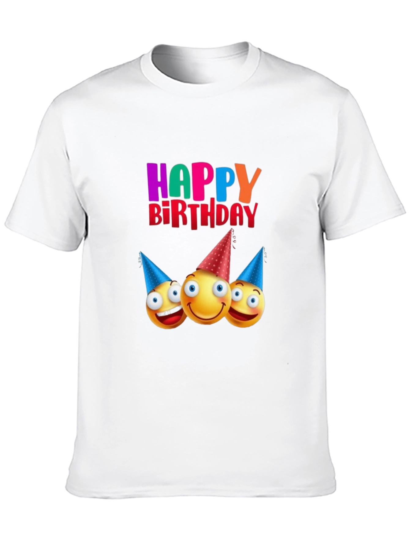 Happy Birthday Emoji Graphic Black T-Shirt