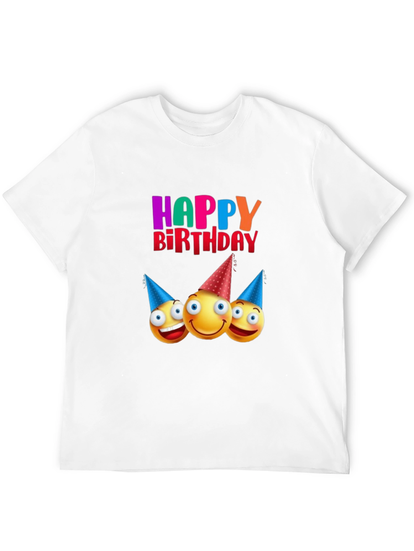 Happy Birthday Emoji Graphic Black T-Shirt