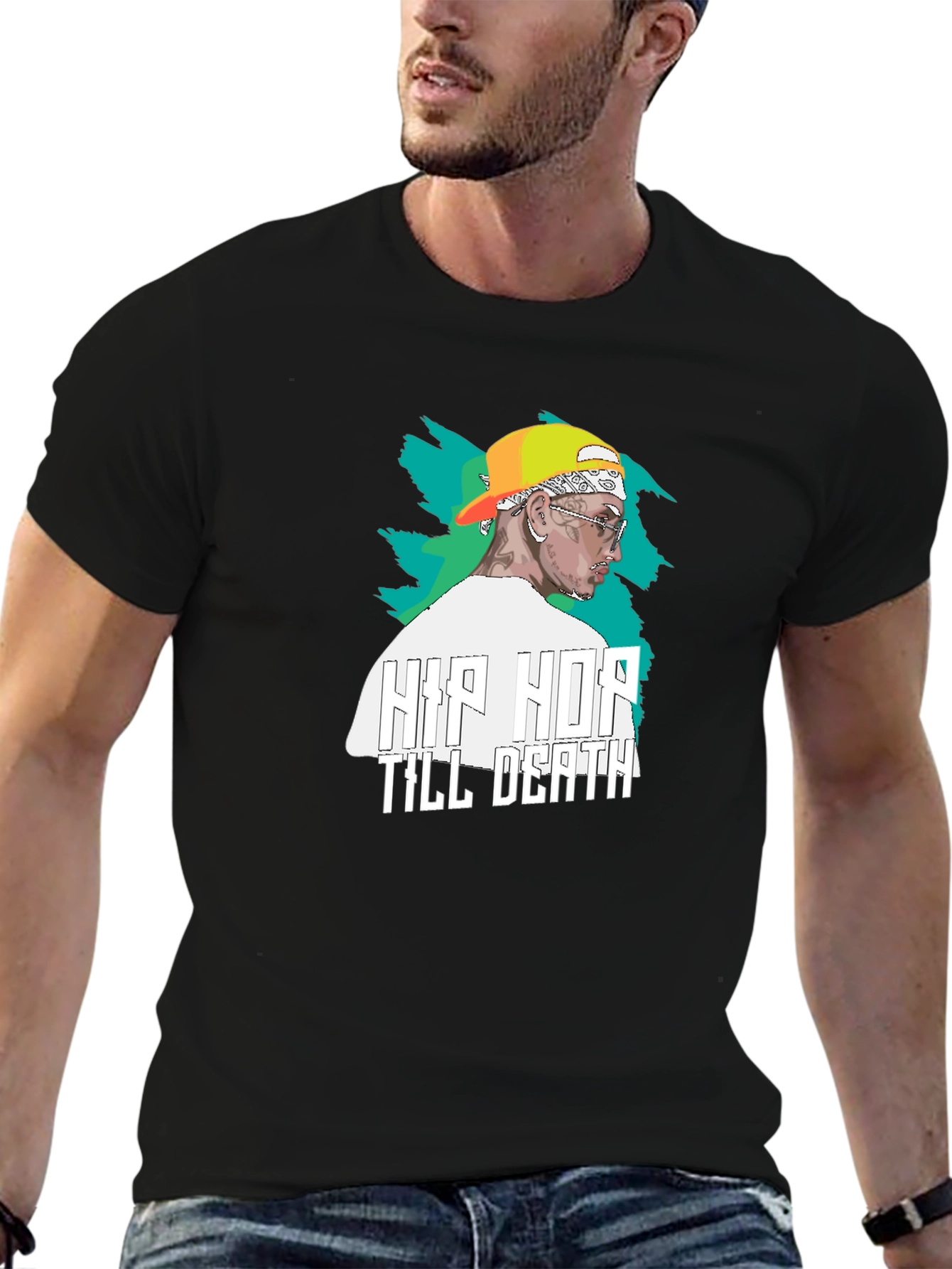 Hip Hop Till Death Graphic Black T-Shirt