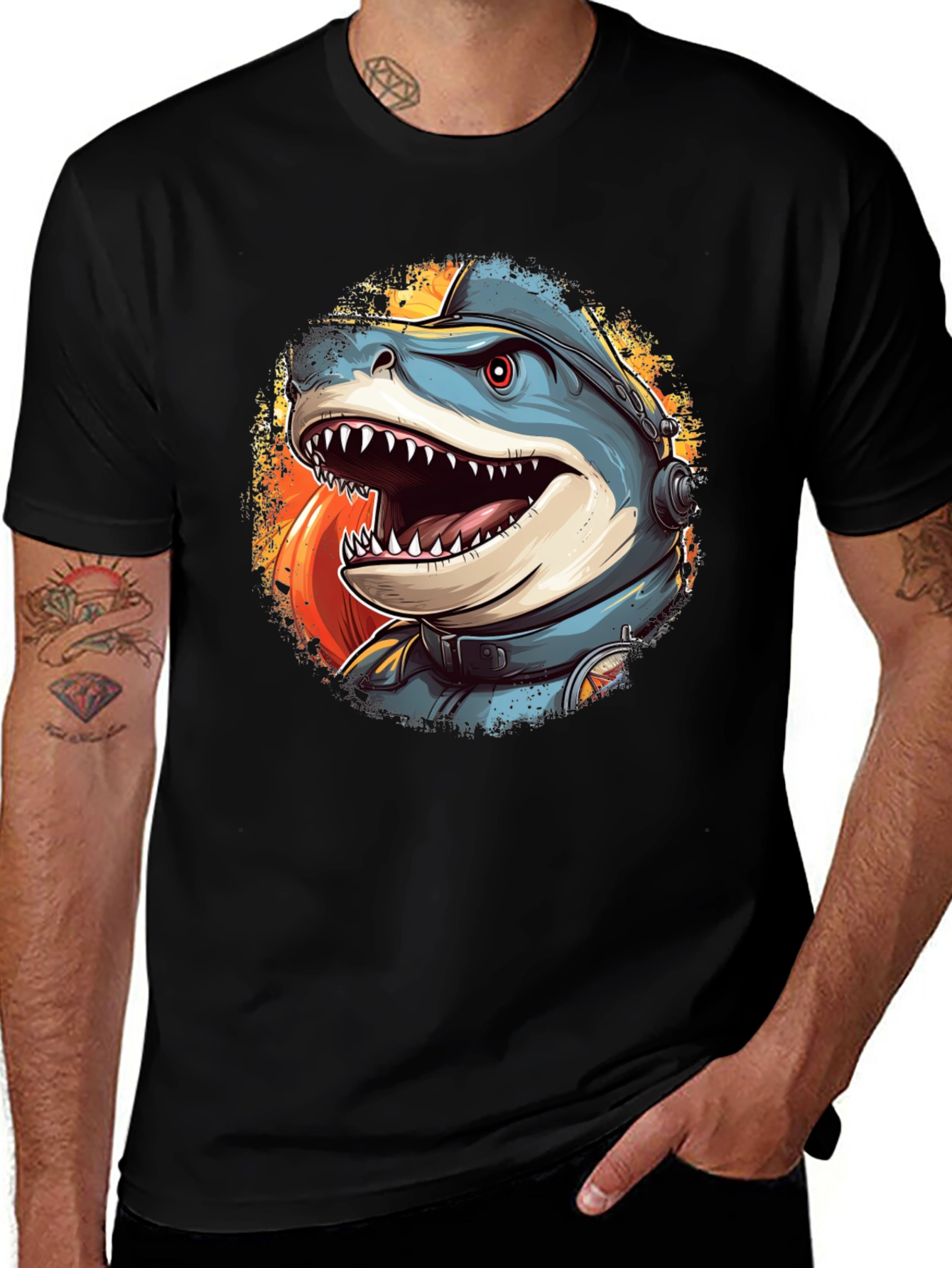 Shark Astronaut Graphic T-Shirt
