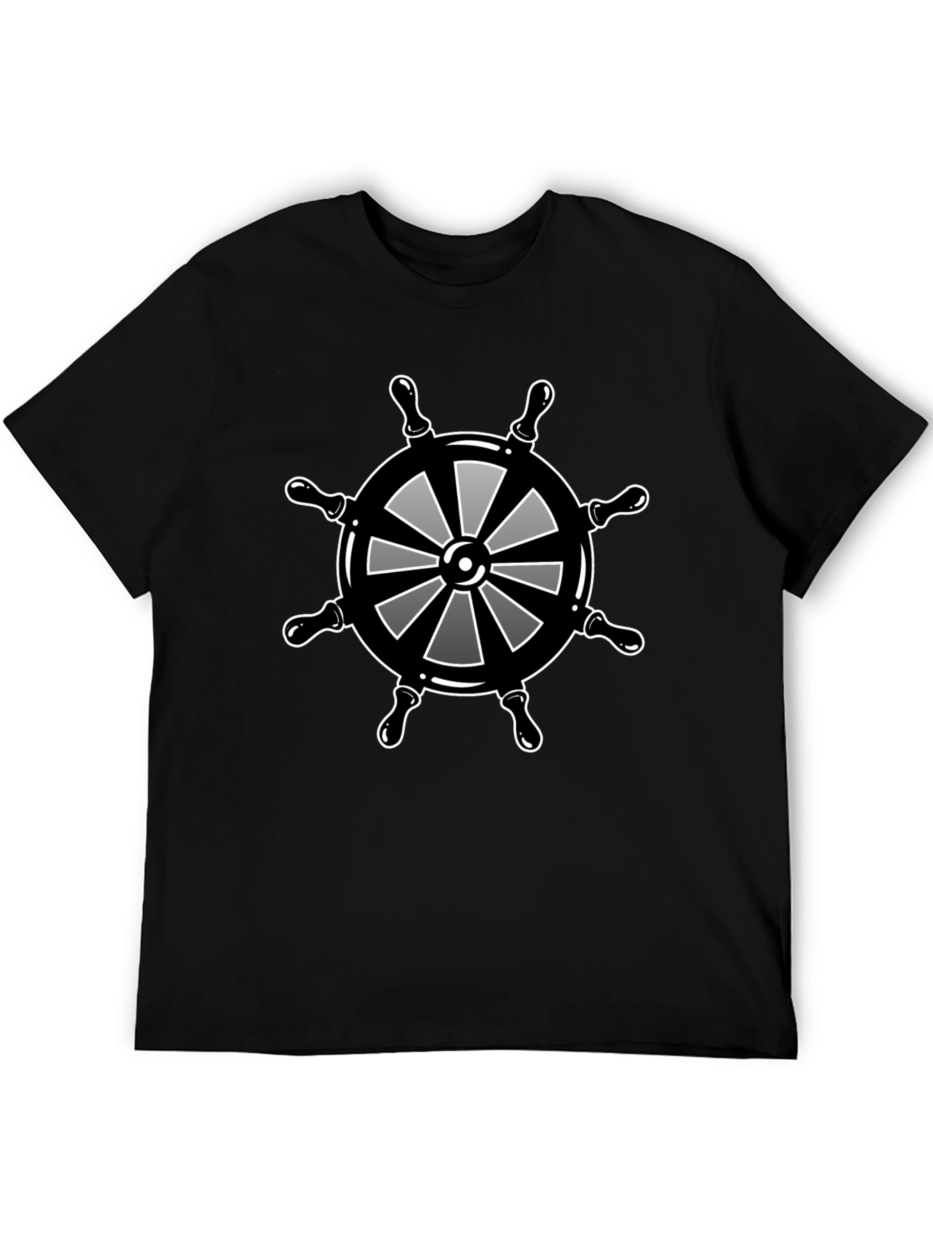 Nautical Wheel Graphic Black T-Shirt