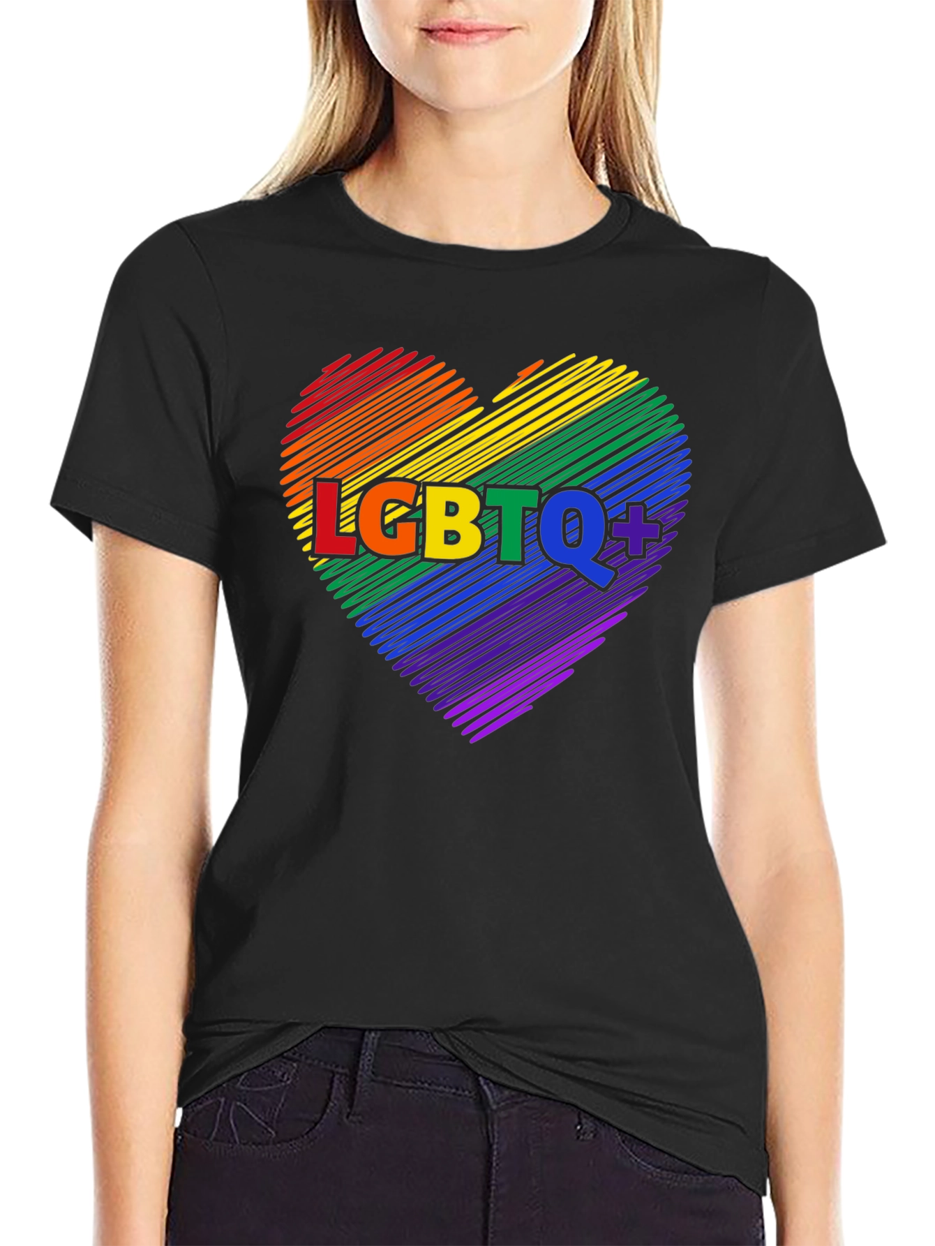 LGBTQ+ Rainbow Heart Graphic Tee