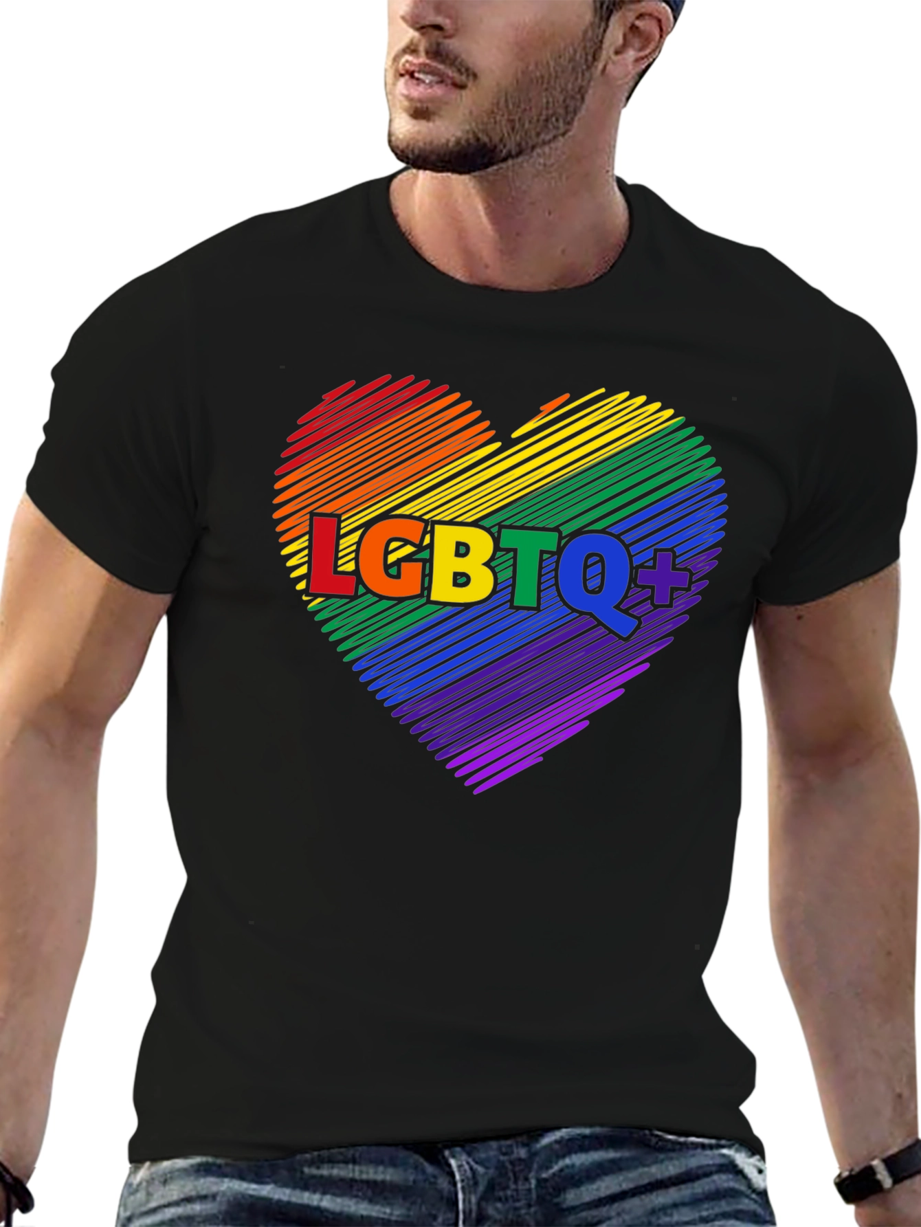 LGBTQ+ Rainbow Heart Graphic Tee
