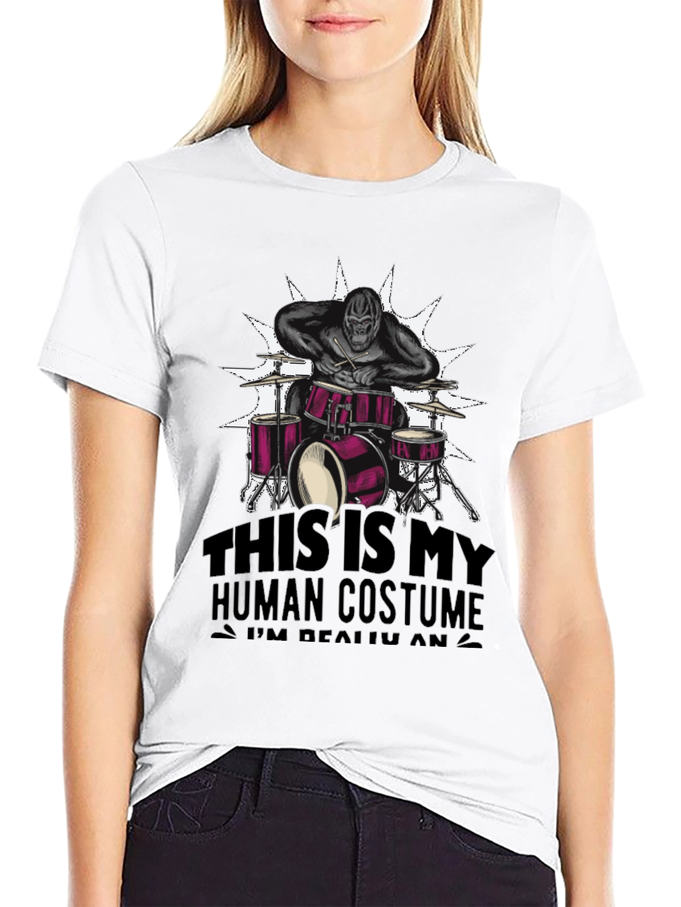 Funny Gorilla Drummer Costume T-Shirt