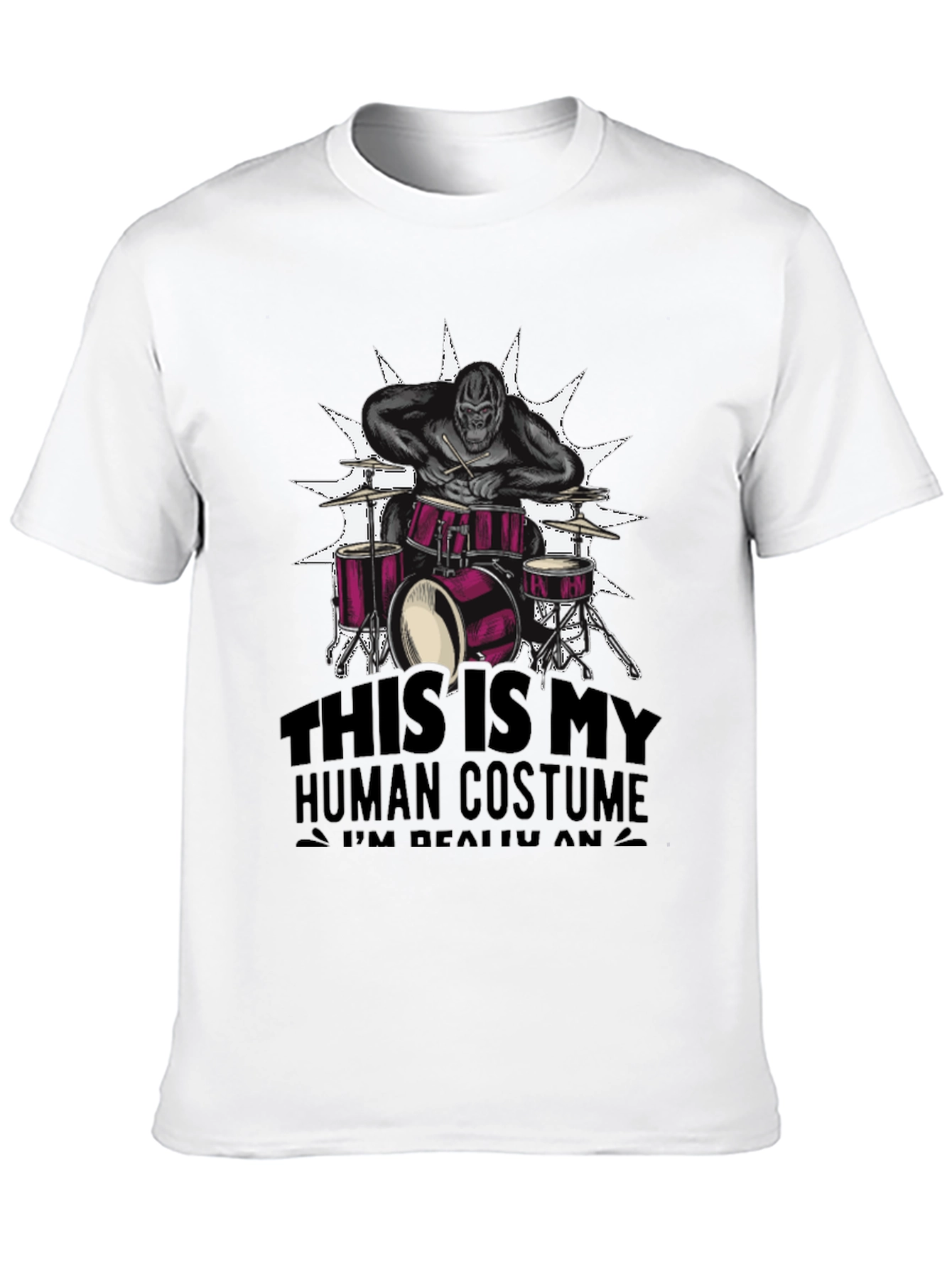 Funny Gorilla Drummer Costume T-Shirt