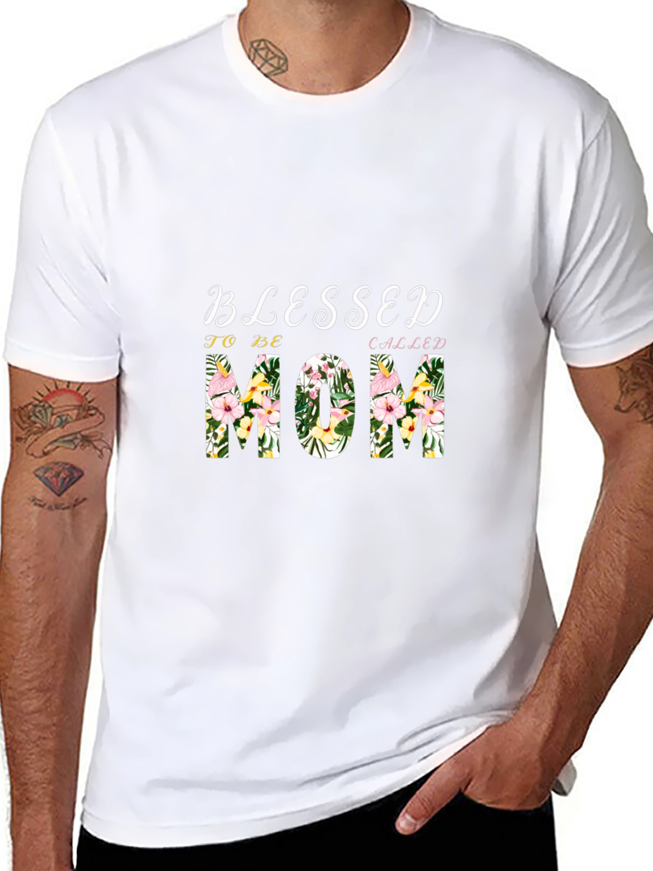 Blessed Mom Floral Graphic T-Shirt