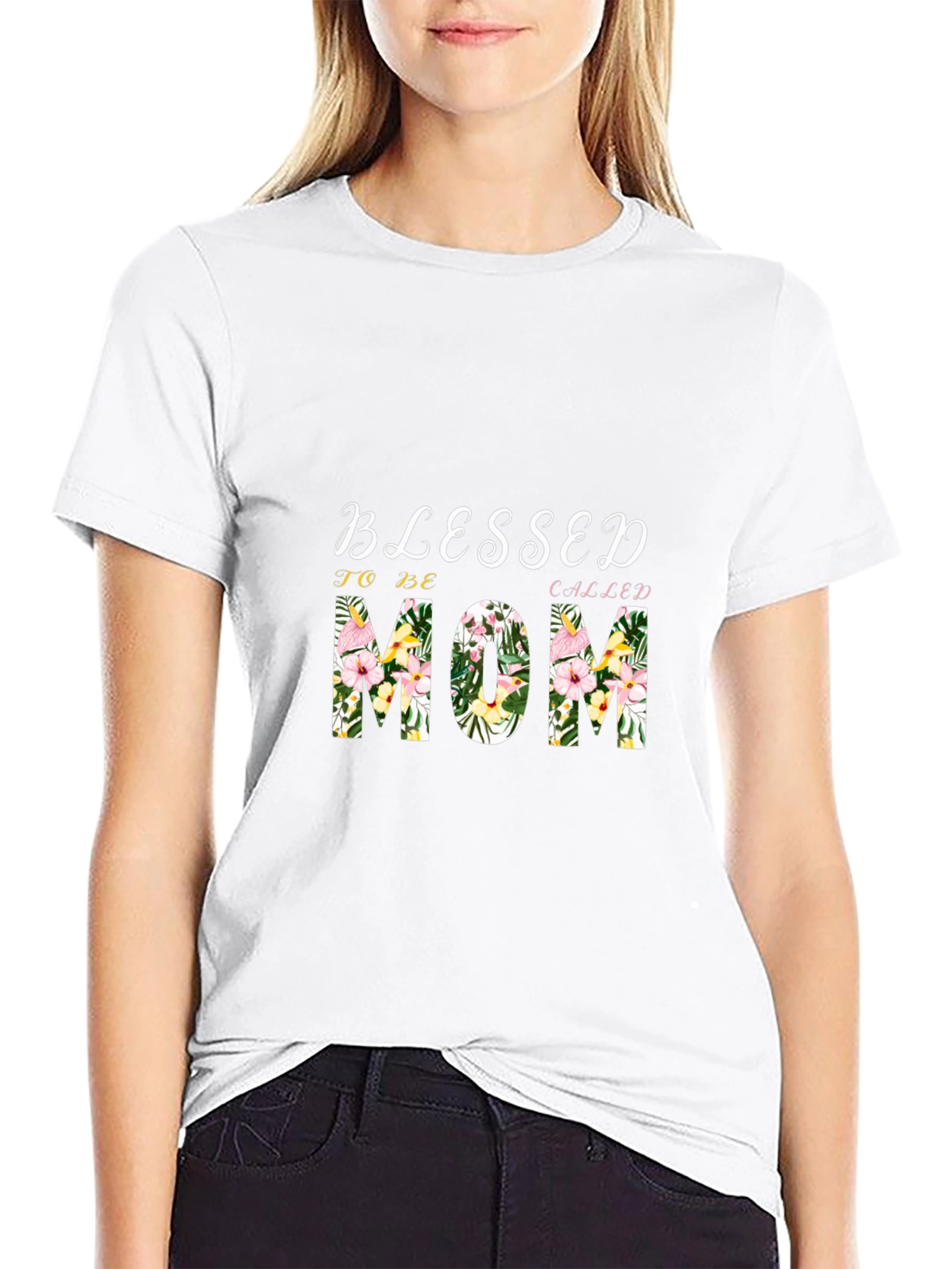 Blessed Mom Floral Graphic T-Shirt