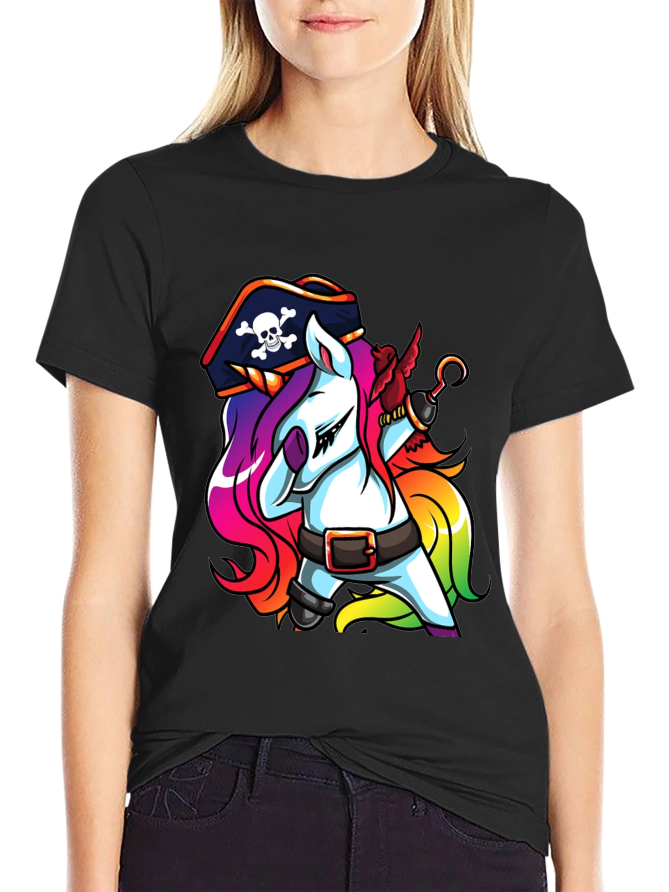 Pirate Unicorn Black T-Shirt