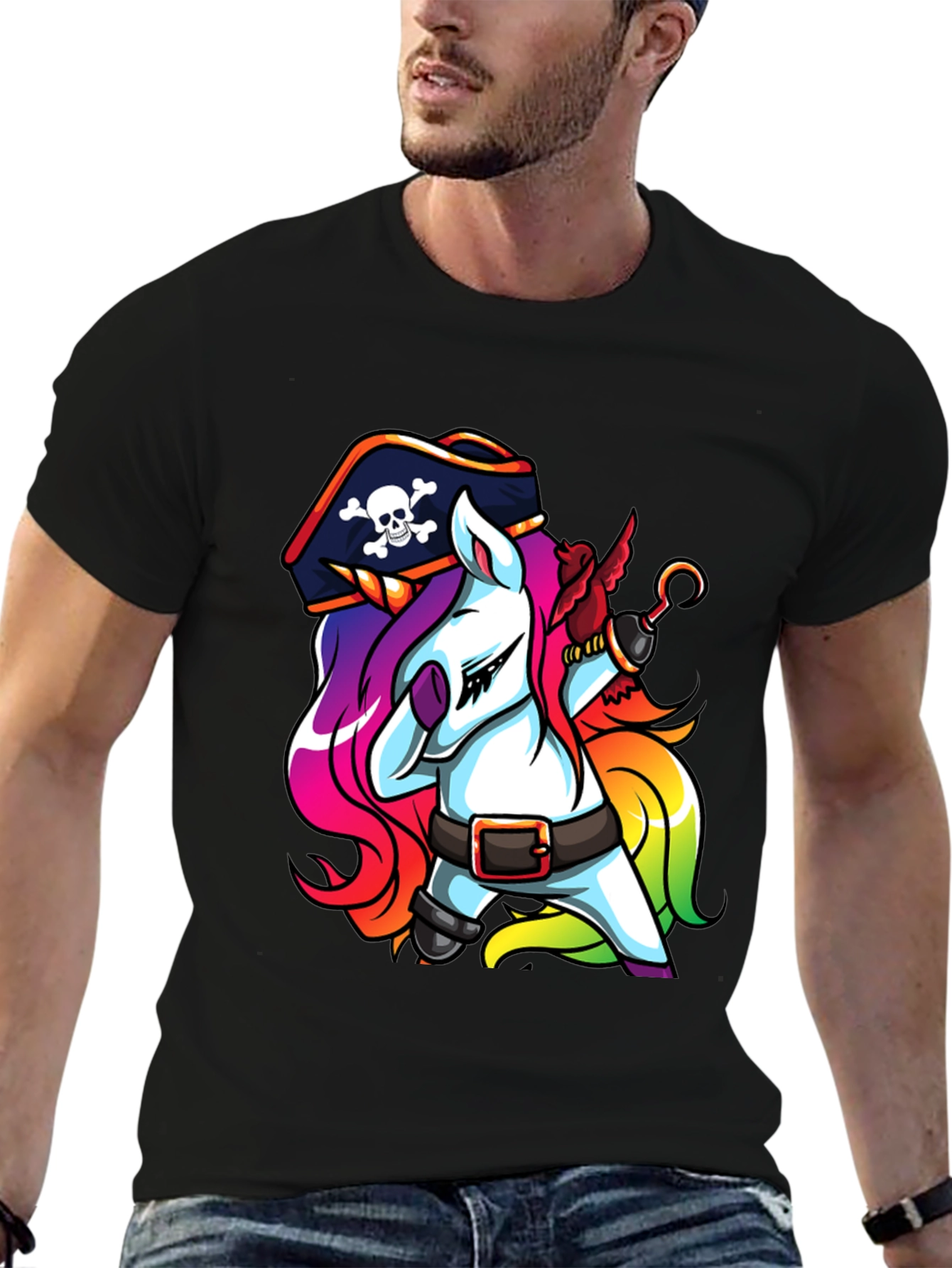 Pirate Unicorn Black T-Shirt