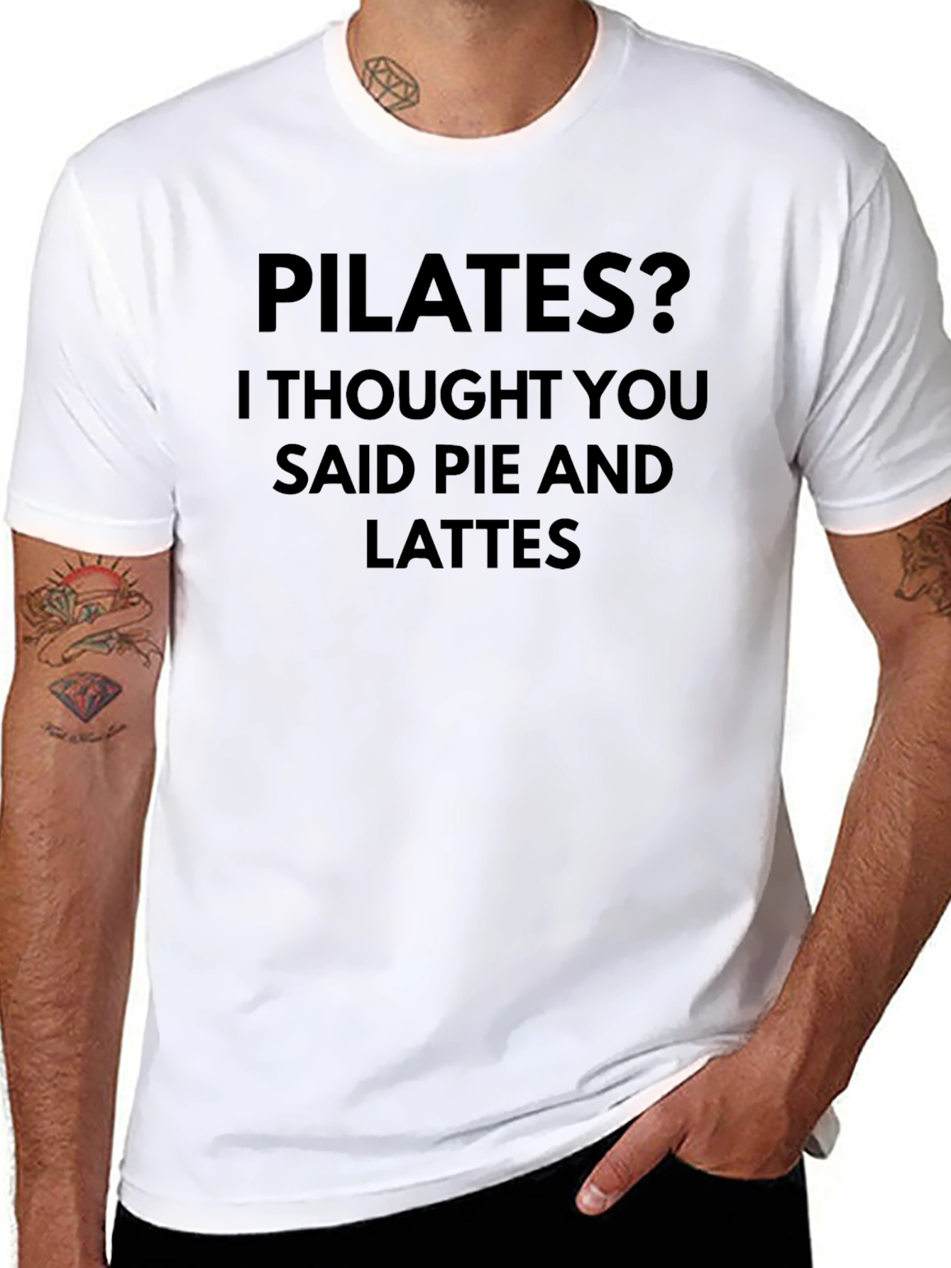 Pilates? Pie and Lattes Funny Graphic T-Shirt