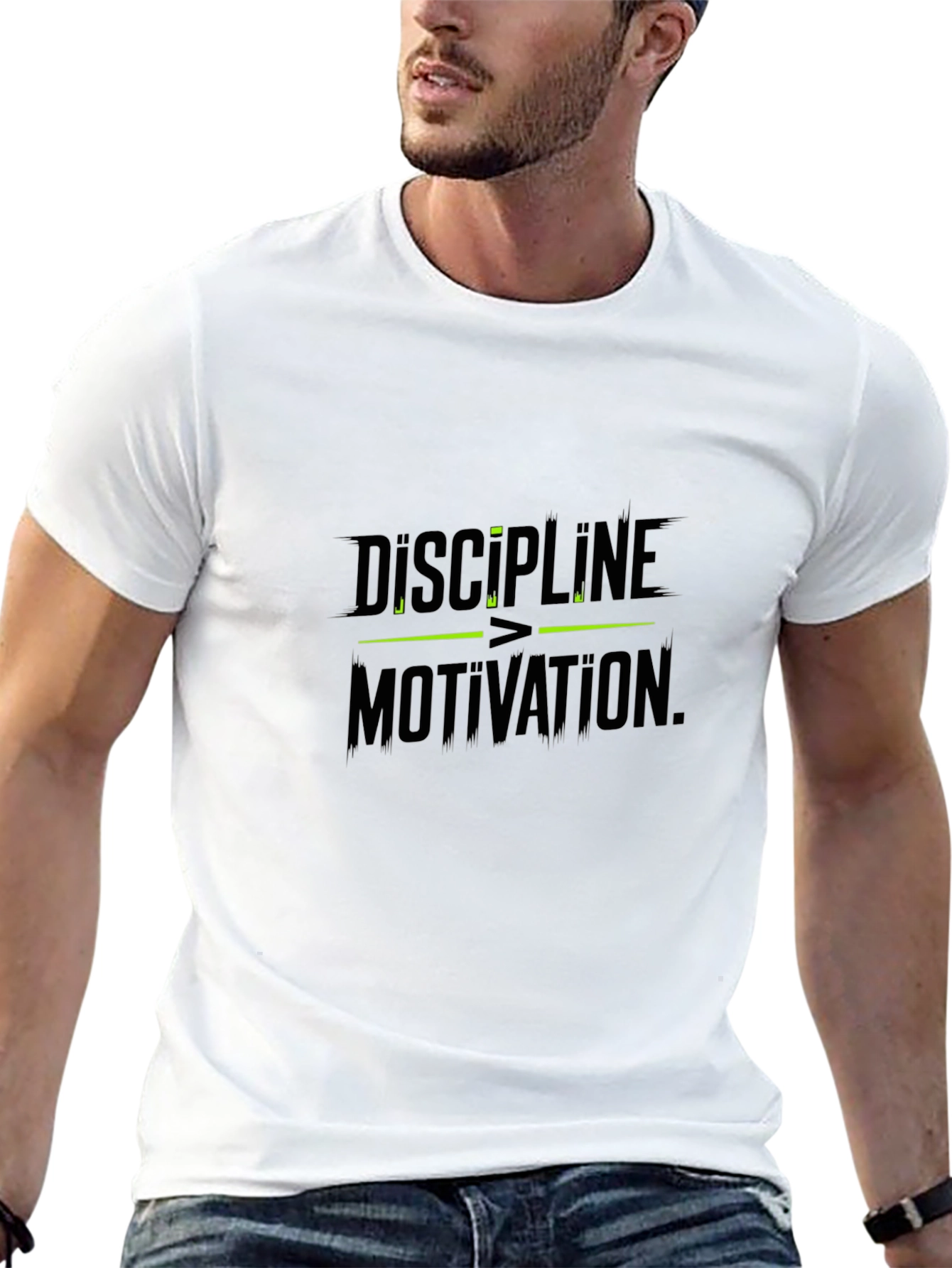 Discipline Over Motivation Black Graphic Tee