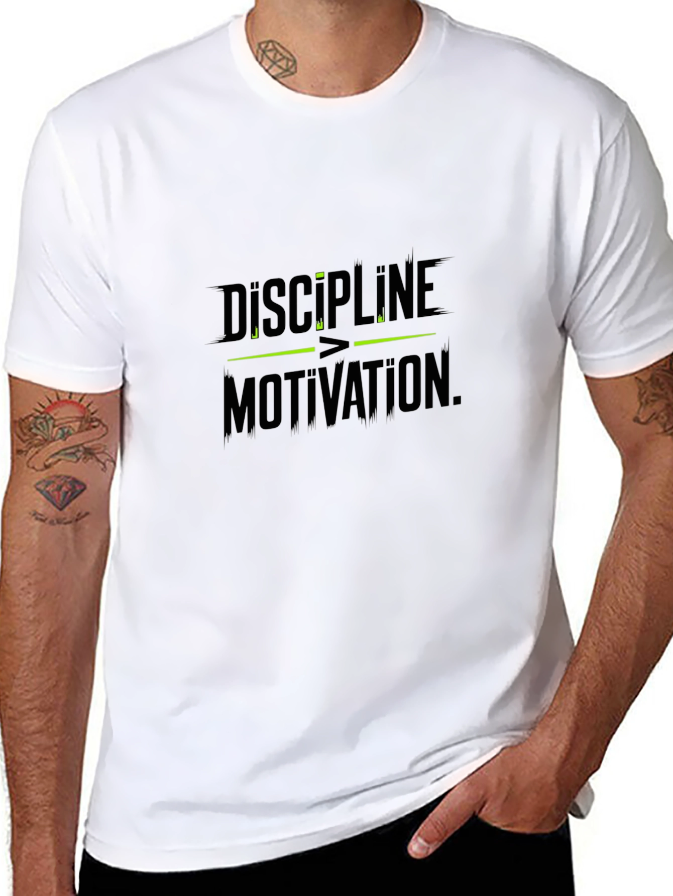 Discipline Over Motivation Black Graphic Tee