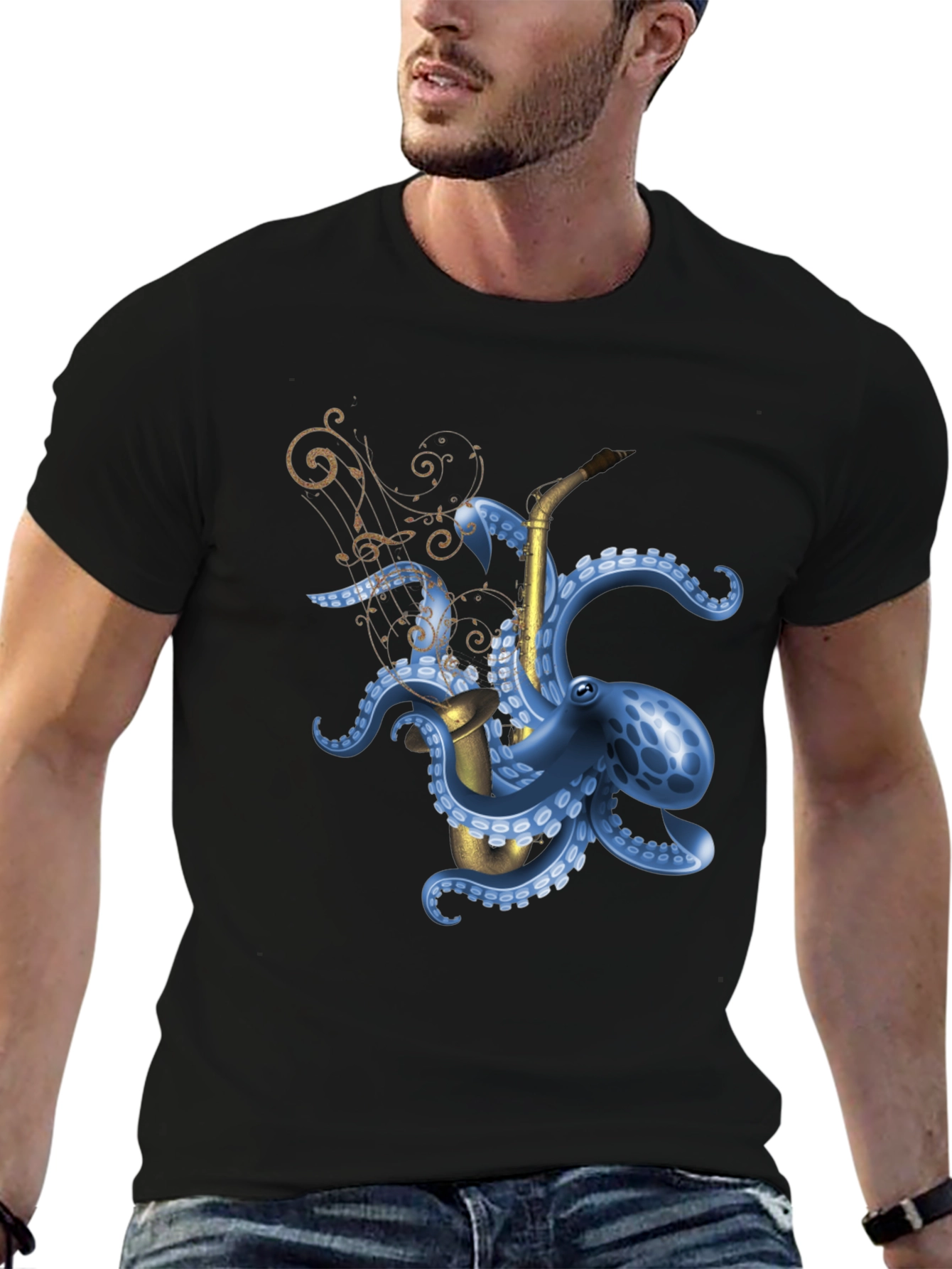 Octopus Saxophone Graphic Tee - Unique Music Lover Shirt