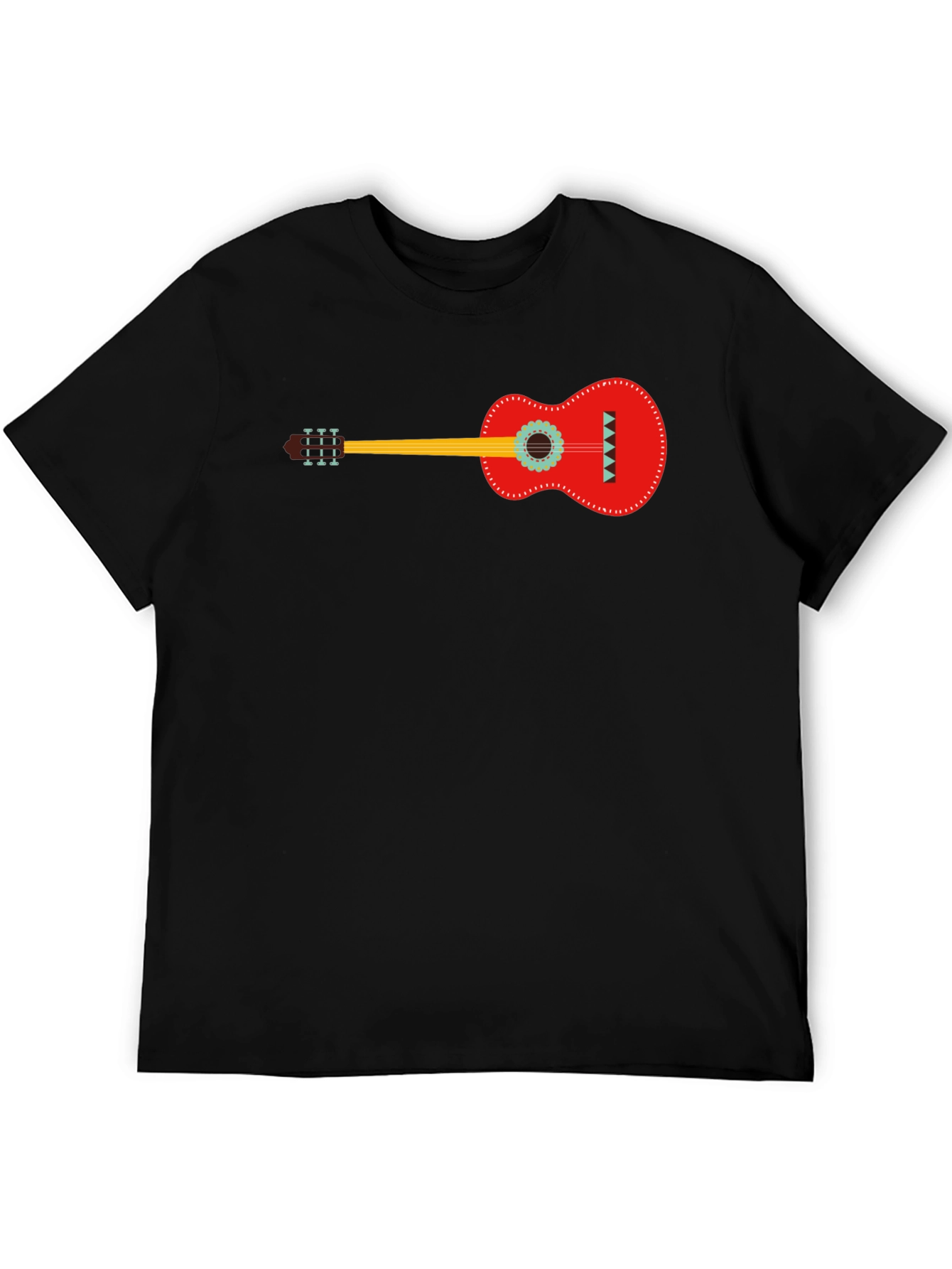 Guitar Graphic Print Black T-Shirt