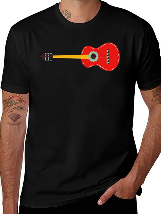 Guitar Graphic Print Black T-Shirt