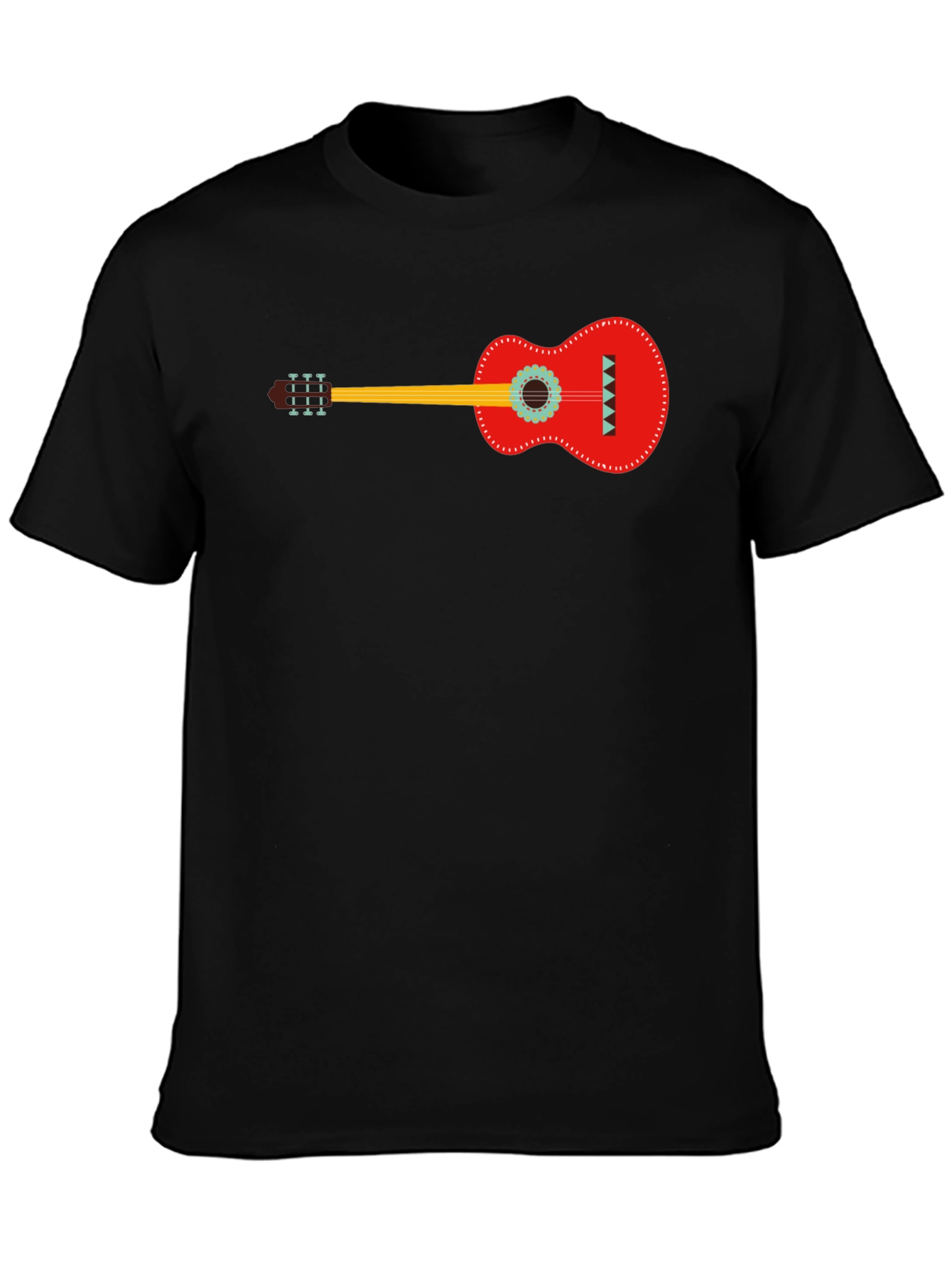 Guitar Graphic Print Black T-Shirt