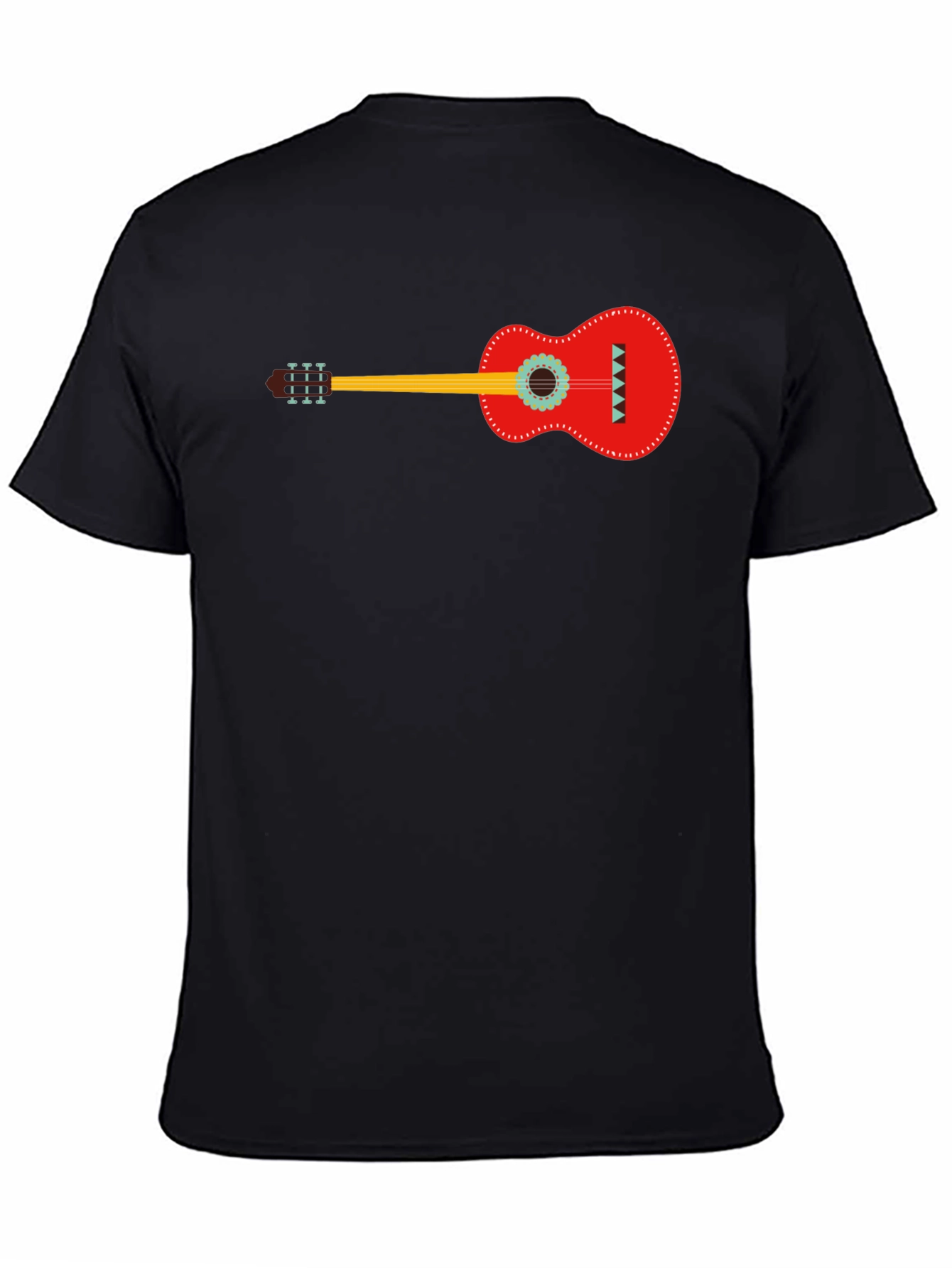 Guitar Graphic Print Black T-Shirt