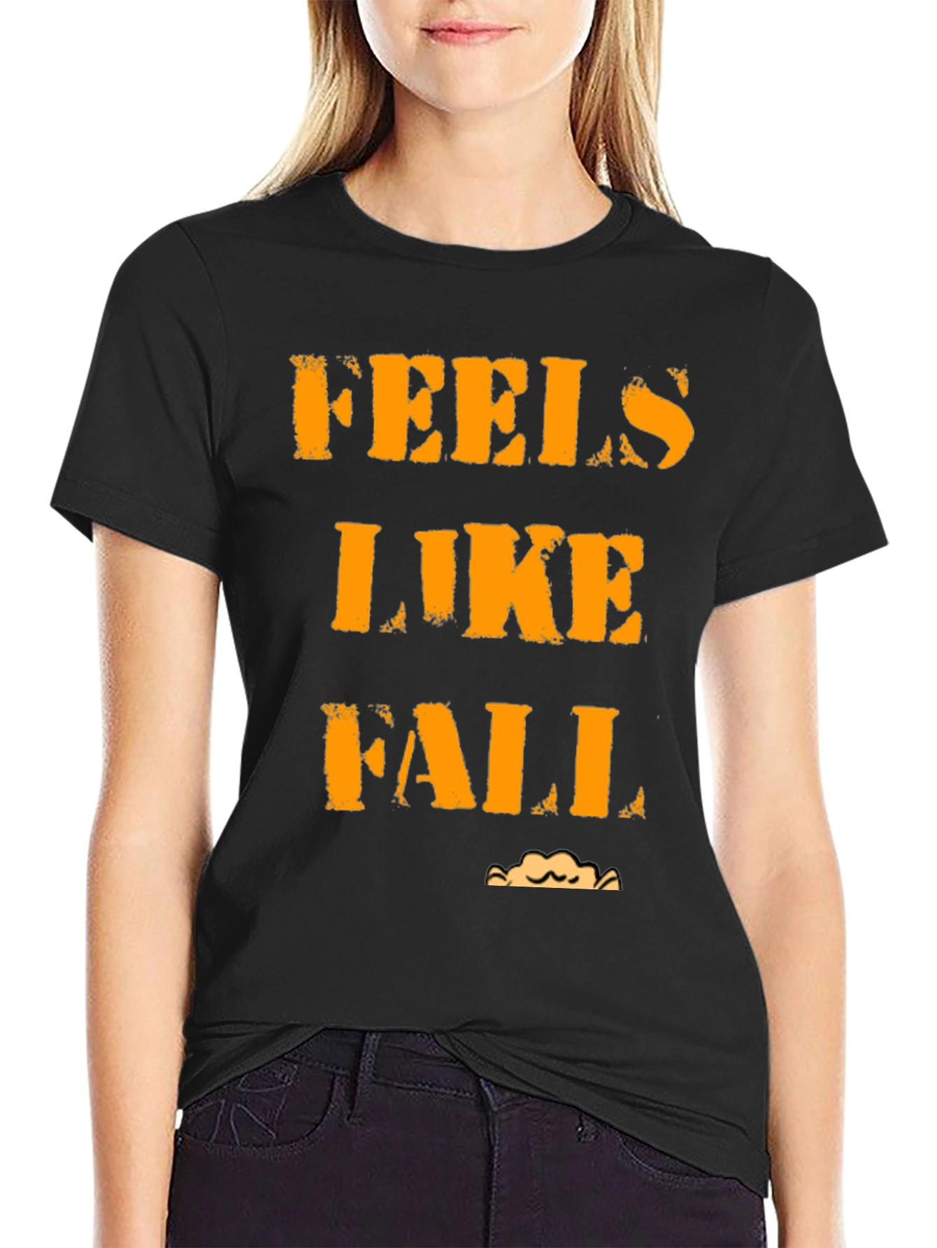 Feels Like Fall Graphic Tee - Black Casual T-Shirt