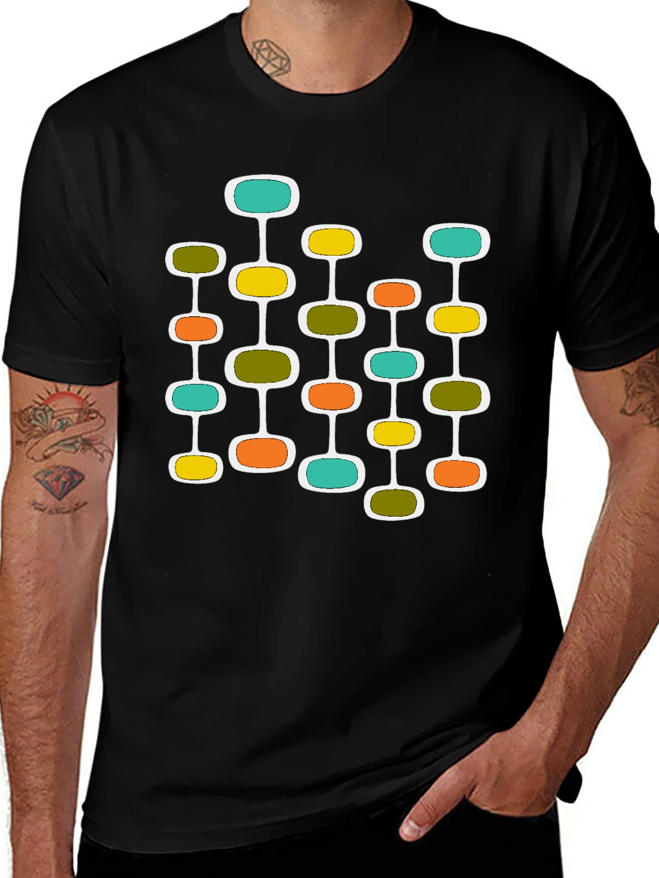 Mid-Century Modern Atomic Black T-Shirt