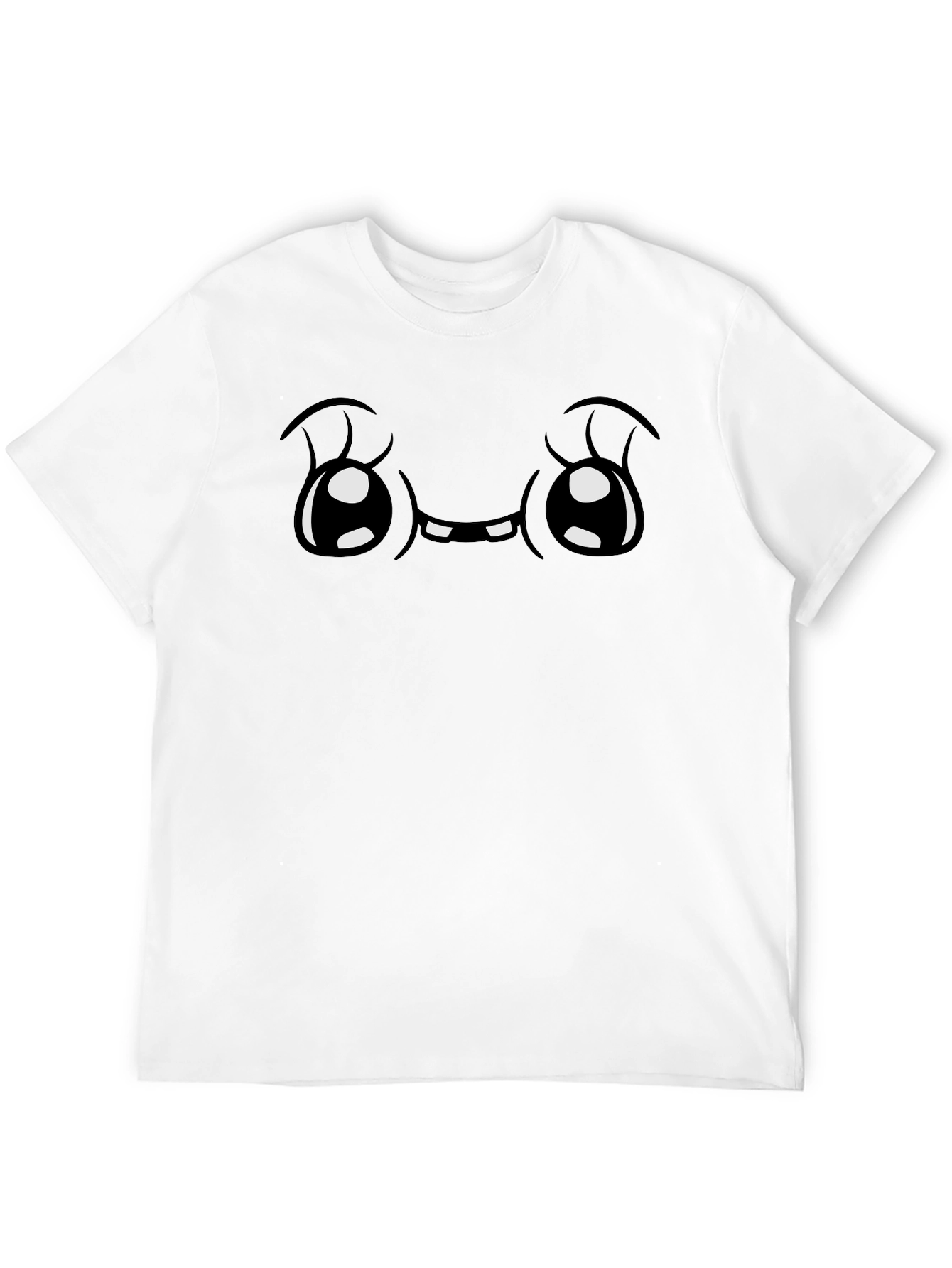 Cute Cartoon Face Graphic Black T-Shirt