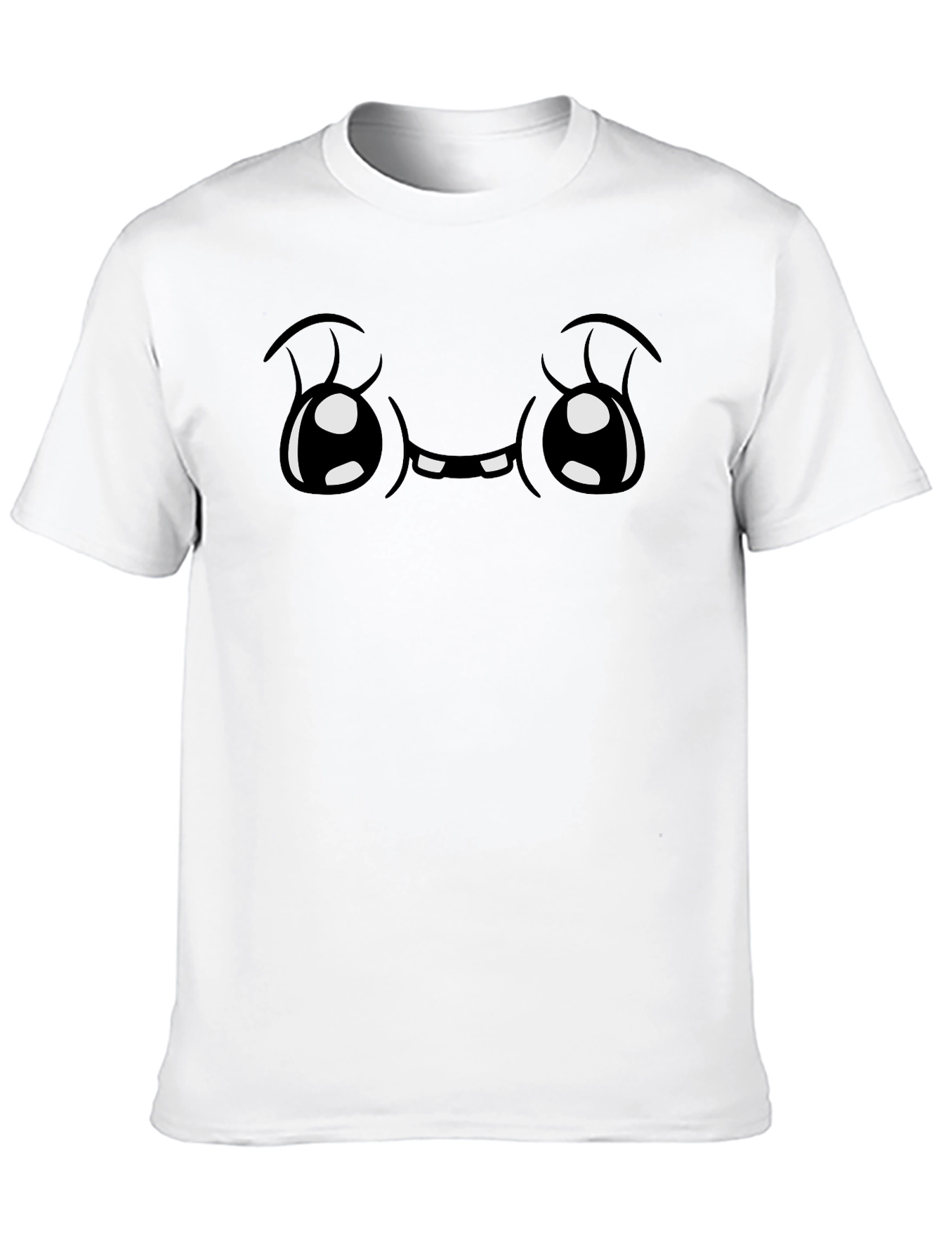Cute Cartoon Face Graphic Black T-Shirt