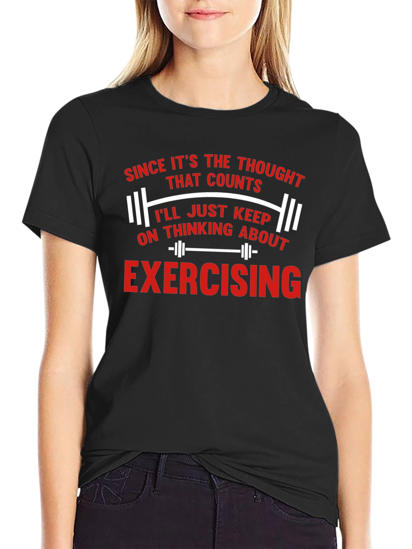 Funny Exercise Thought Counts Mens Black T-Shirt