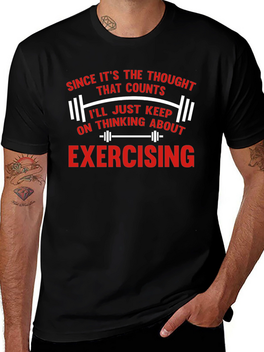 Funny Exercise Thought Counts Mens Black T-Shirt