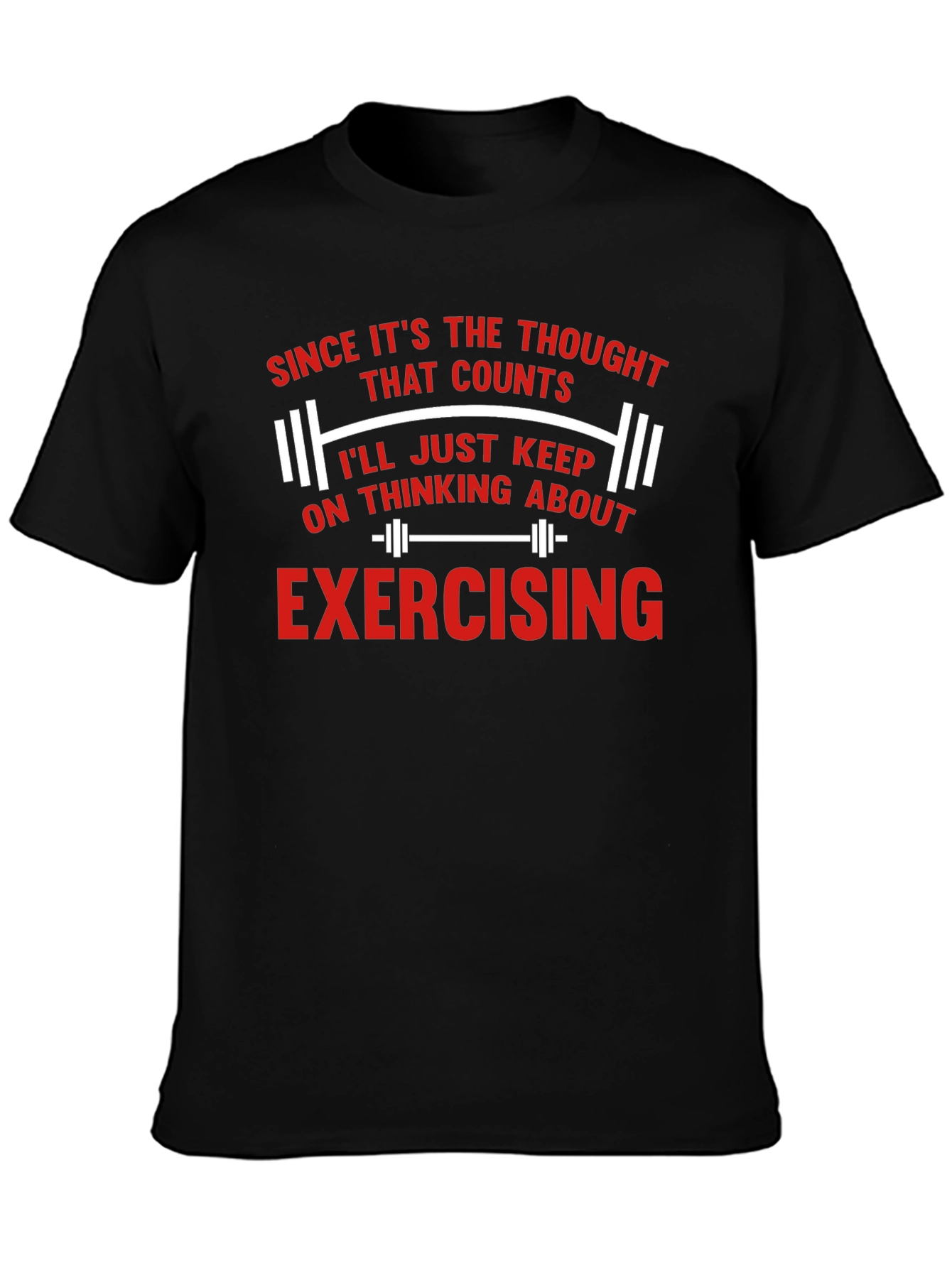 Funny Exercise Thought Counts Mens Black T-Shirt