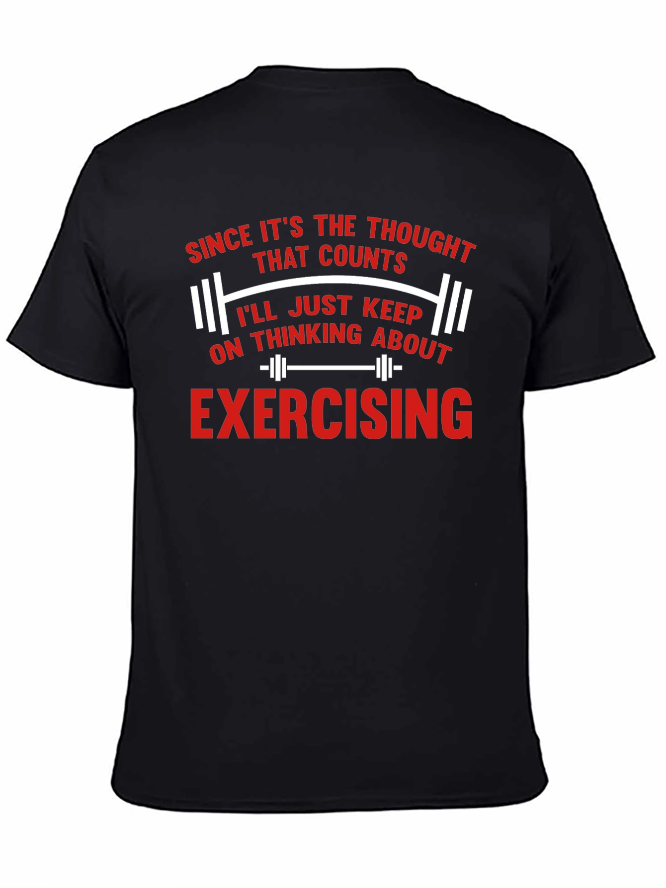 Funny Exercise Thought Counts Mens Black T-Shirt