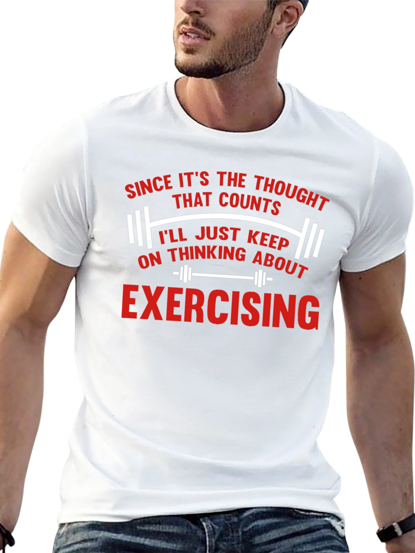 Funny Exercise Thought Counts Mens Black T-Shirt