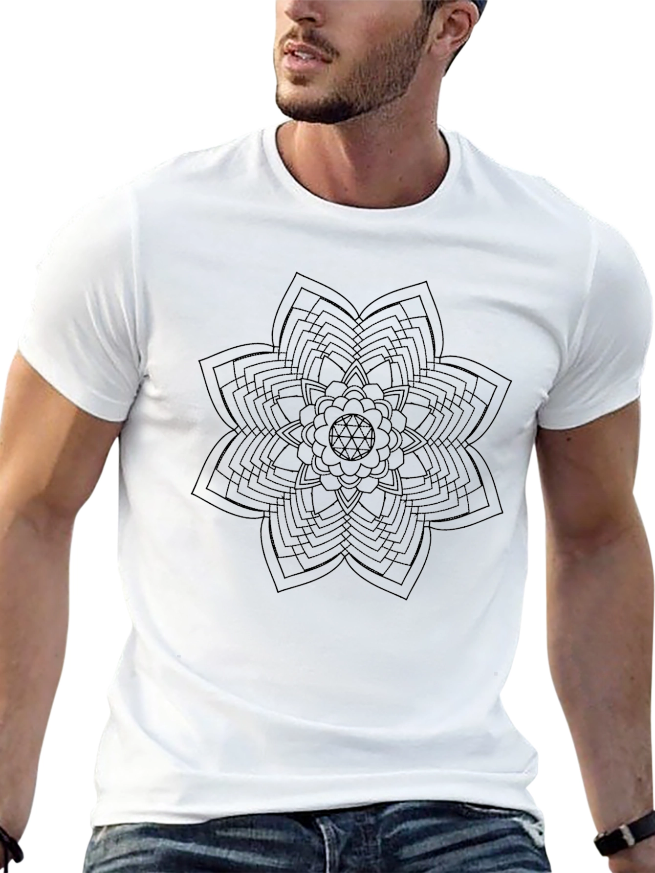 Black Geometric Mandala T-Shirt