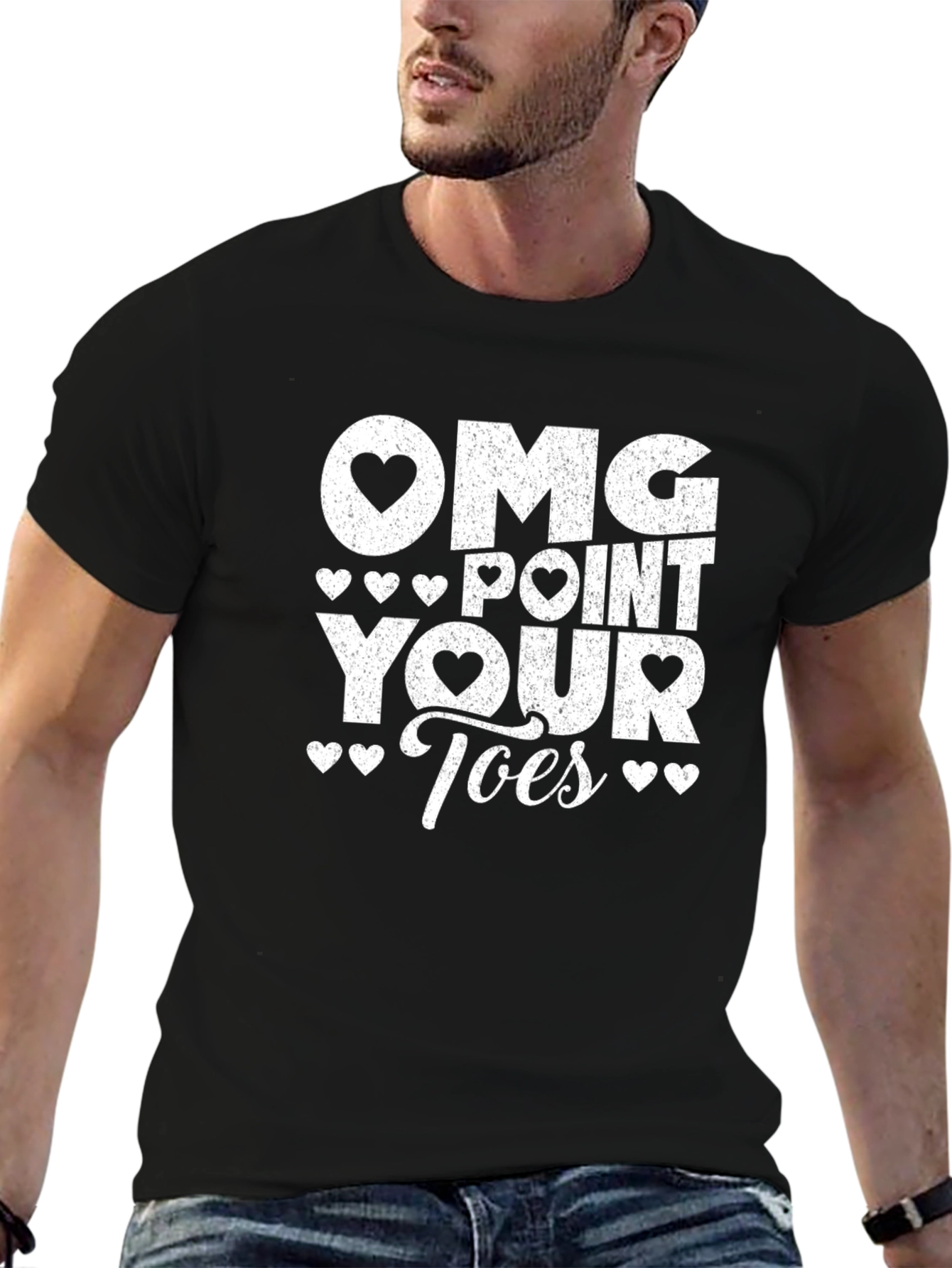 OMG Point Your Toes Black Graphic Tee