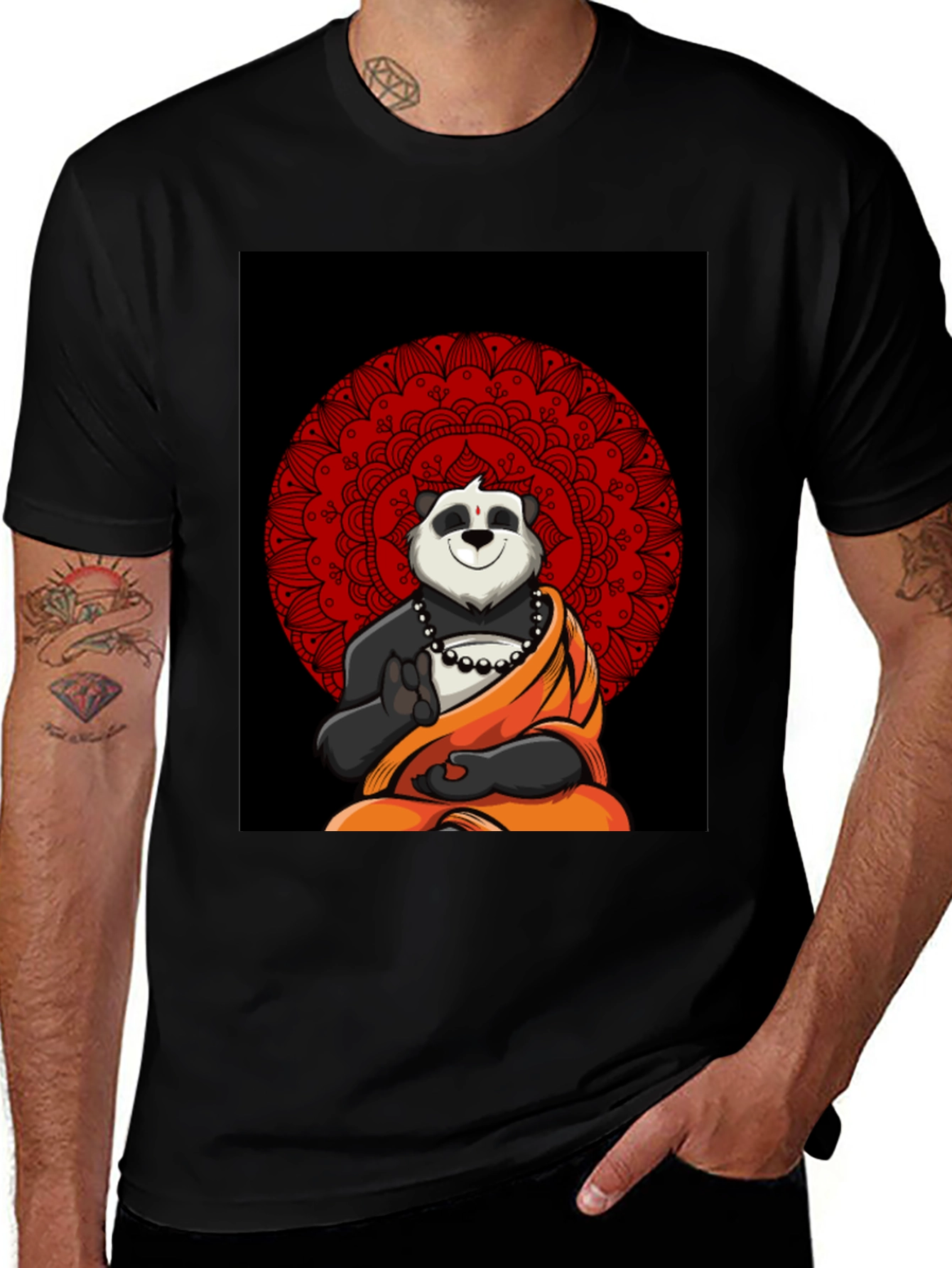 Meditating Panda Mandala T-Shirt - Relaxed Fit