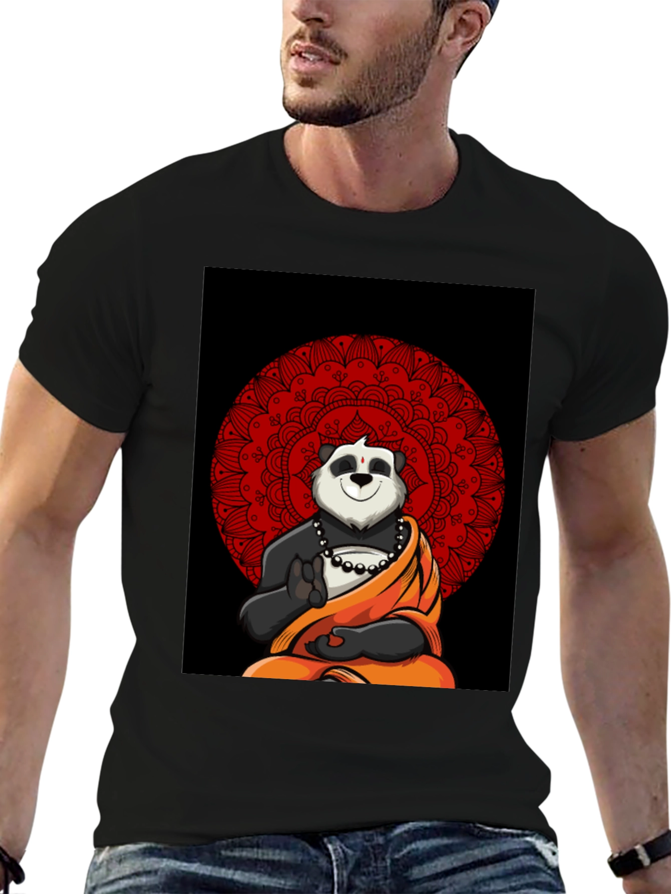 Meditating Panda Mandala T-Shirt - Relaxed Fit