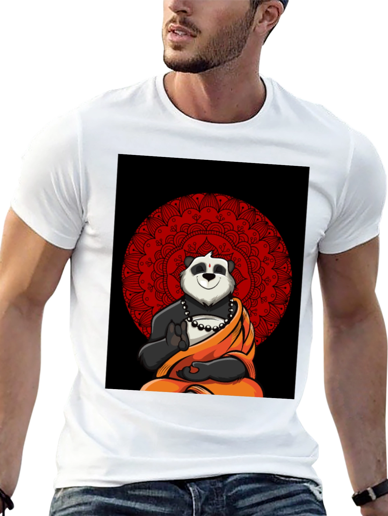 Meditating Panda Mandala T-Shirt - Relaxed Fit