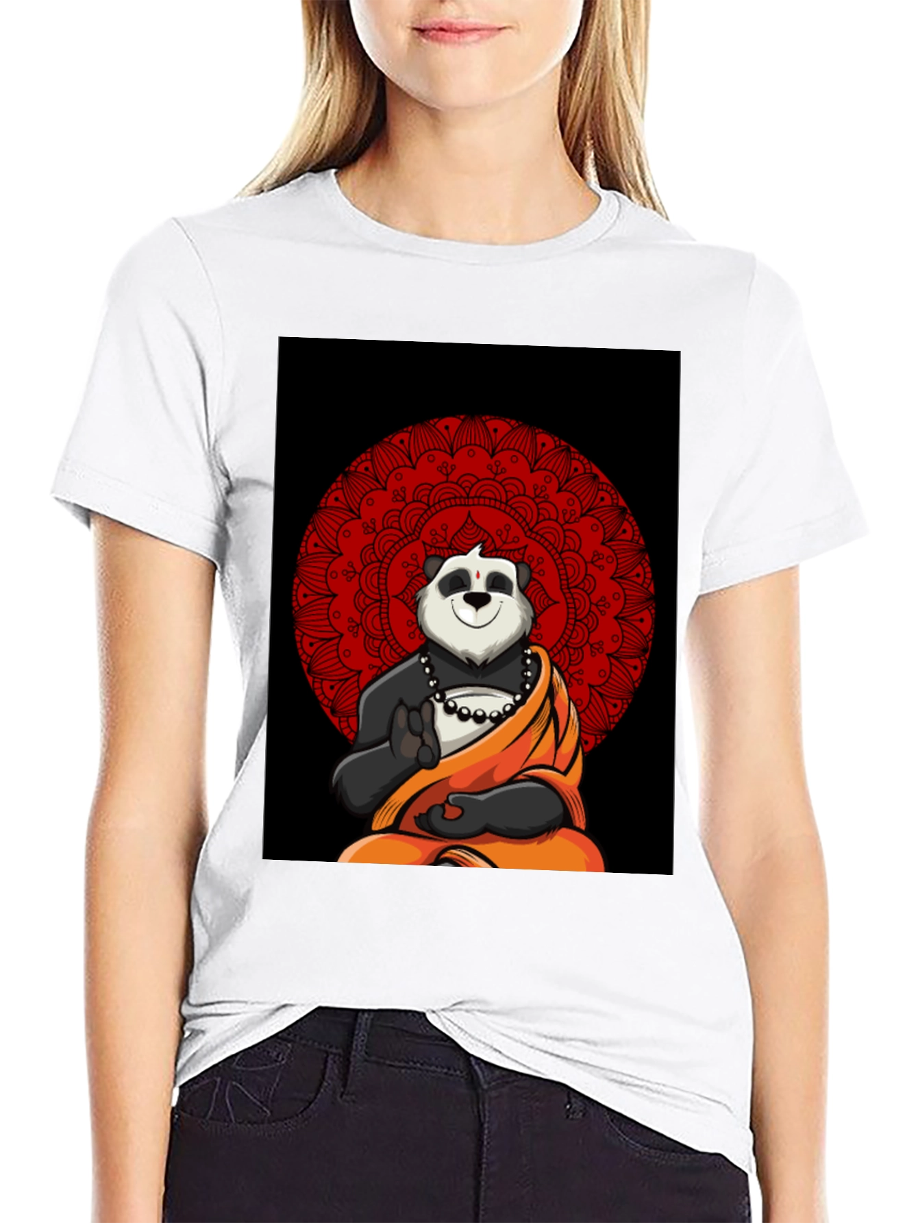 Meditating Panda Mandala T-Shirt - Relaxed Fit