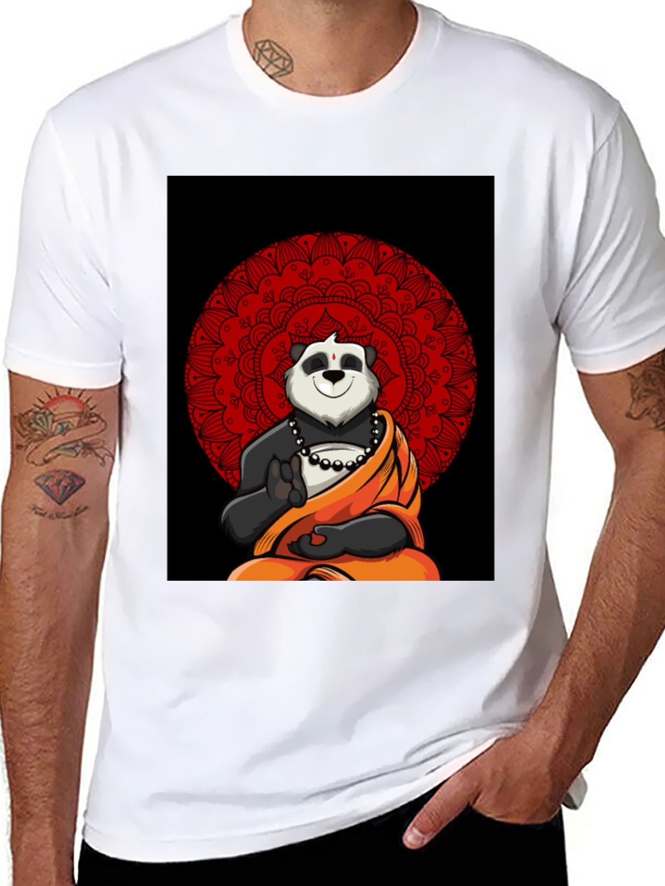 Meditating Panda Mandala T-Shirt - Relaxed Fit