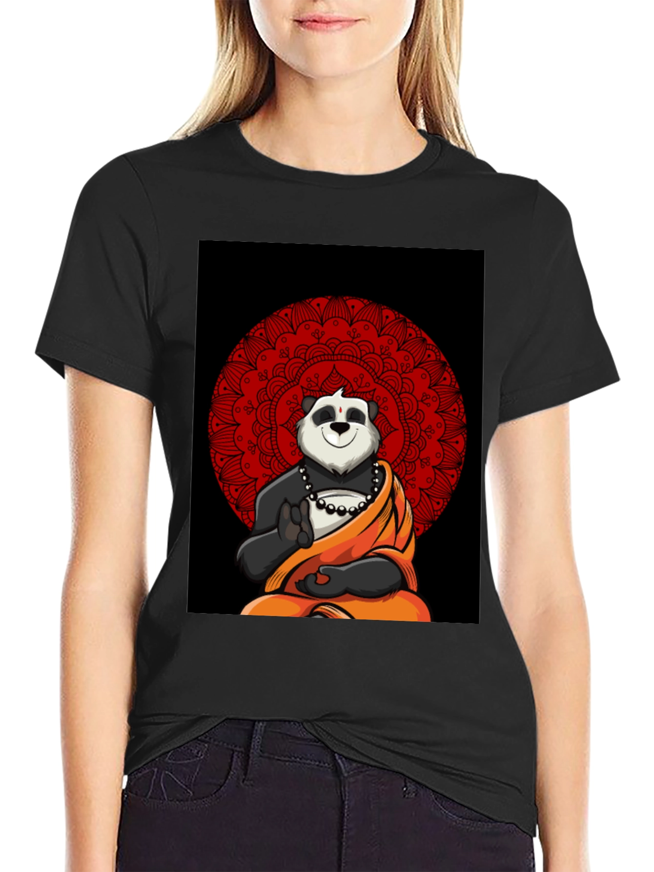 Meditating Panda Mandala T-Shirt - Relaxed Fit