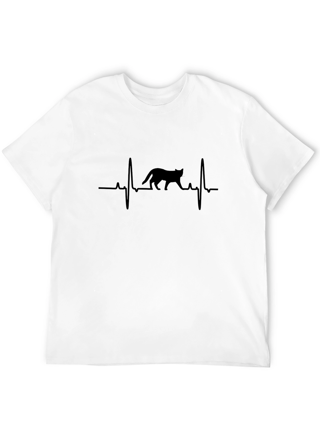 Cat Lifeline Graphic Tee - Black Cotton Comfort