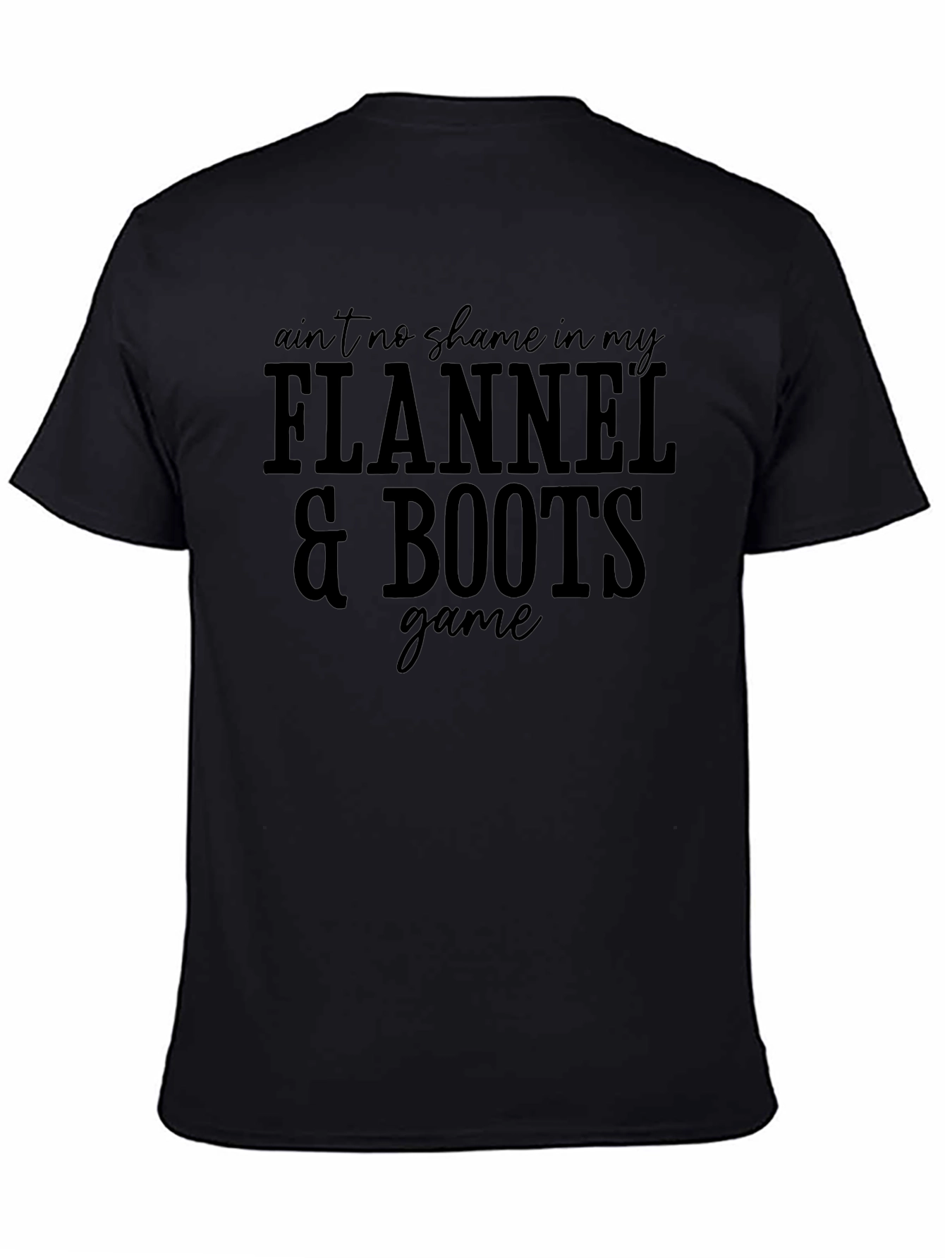 Flannel & Boots Game T-Shirt - Black Crew Neck