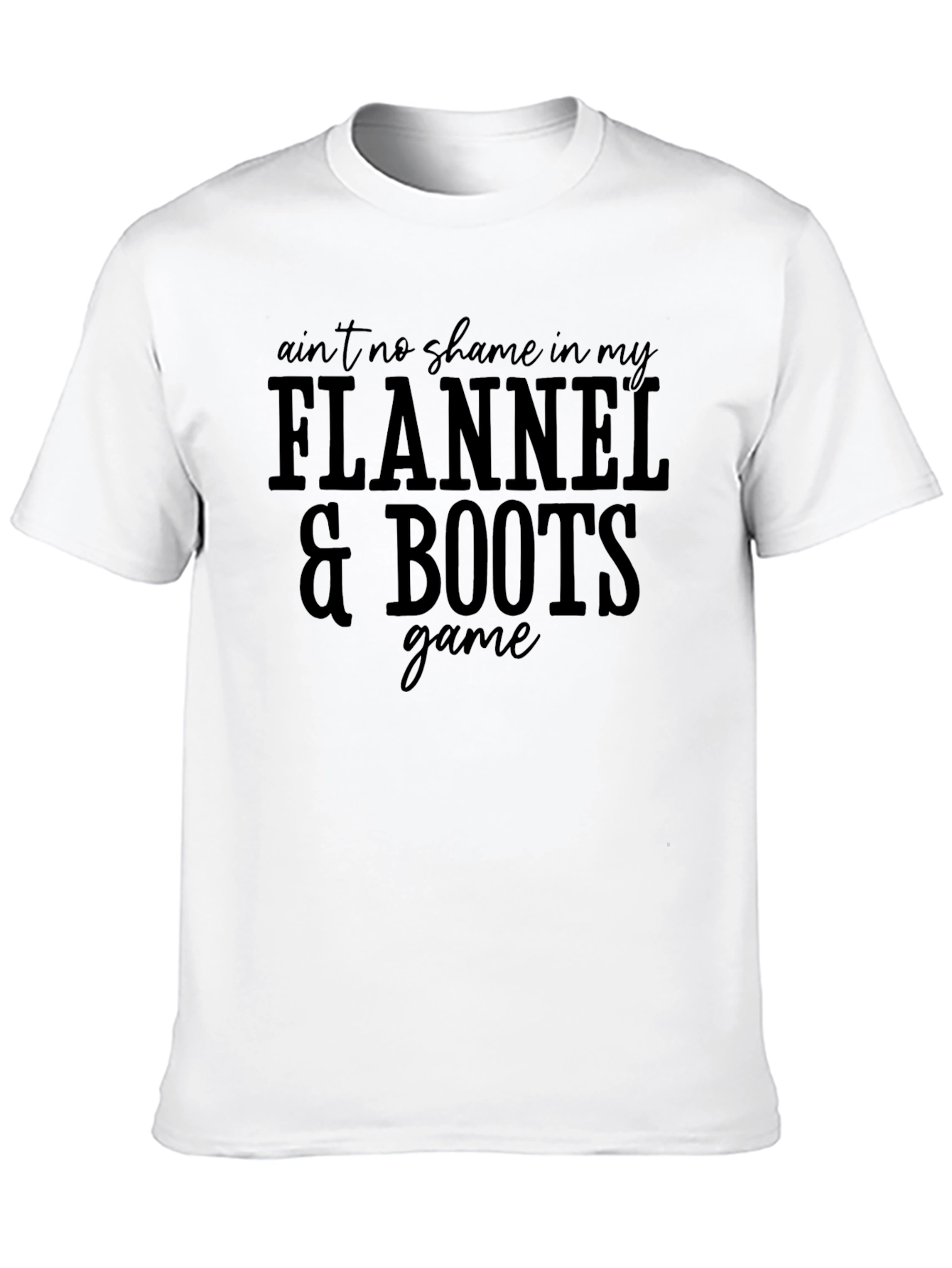 Flannel & Boots Game T-Shirt - Black Crew Neck