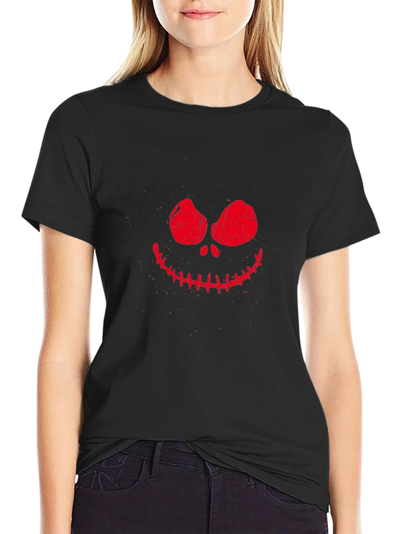 Spooky Smile Graphic Tee - Halloween Black T-Shirt