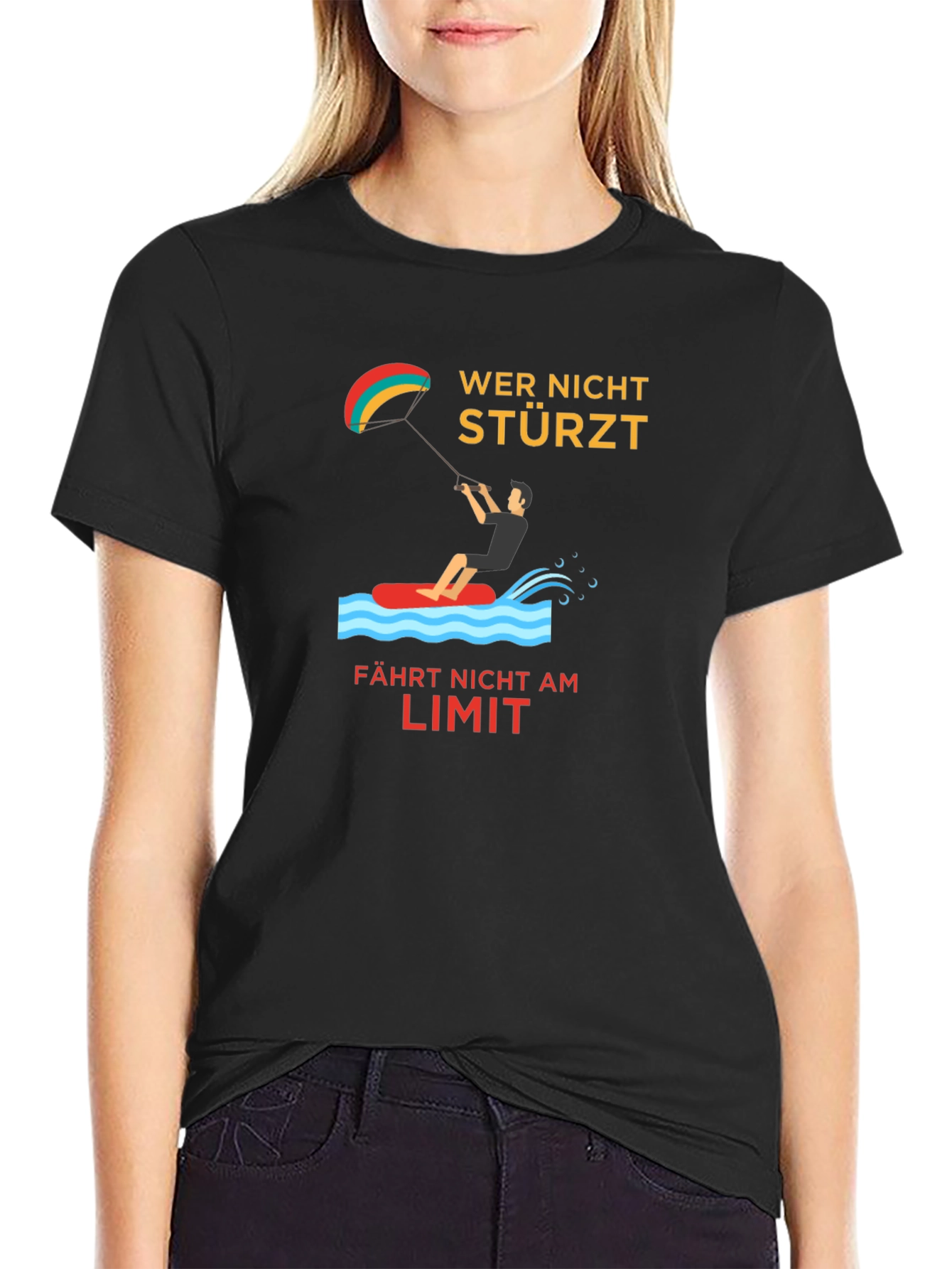 Kitesurfing Tee -  Wer Nicht Stürzt Design